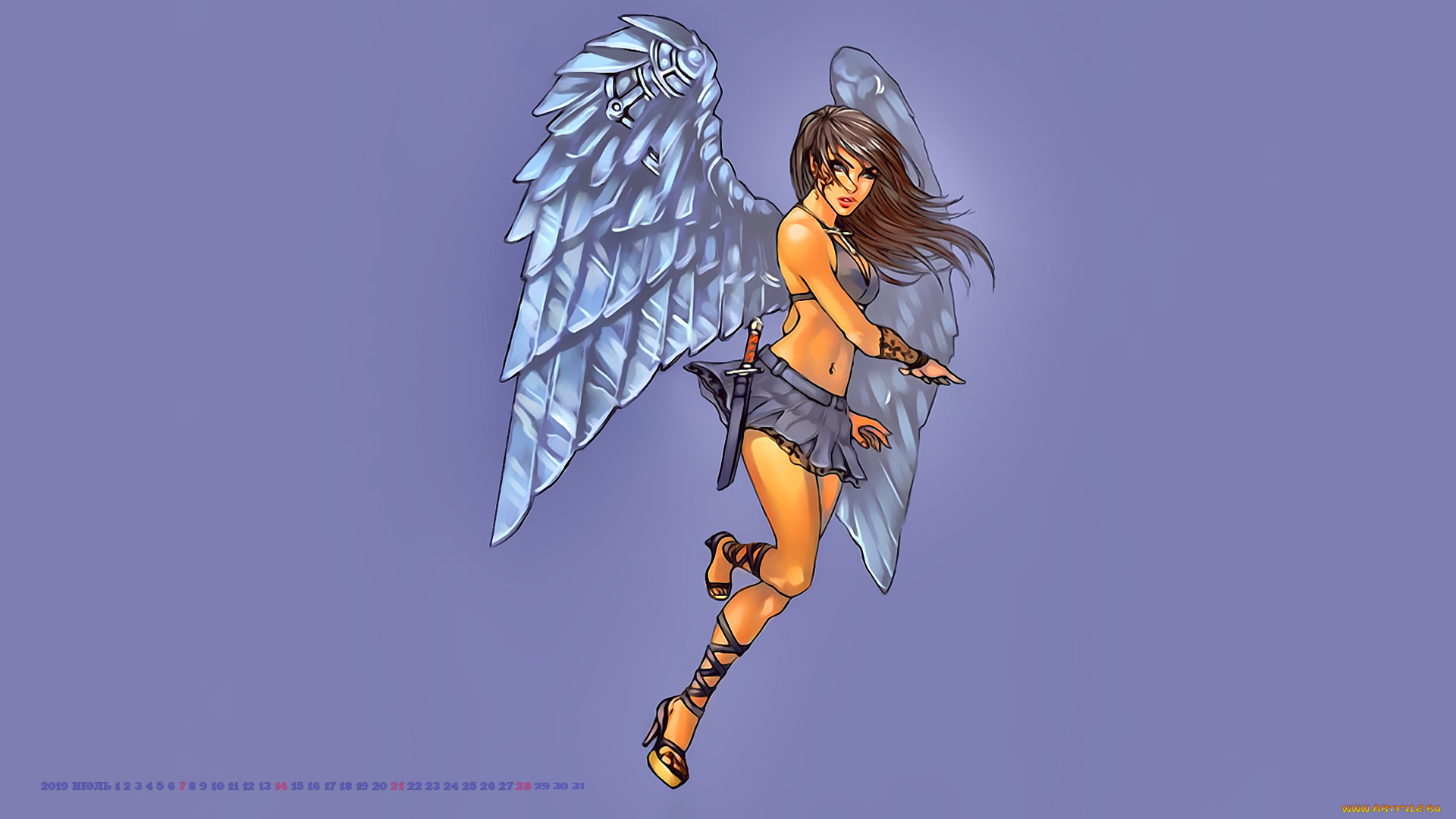 календари, фэнтези, calendar, девушка, крылья, 2019, женщина, оружие