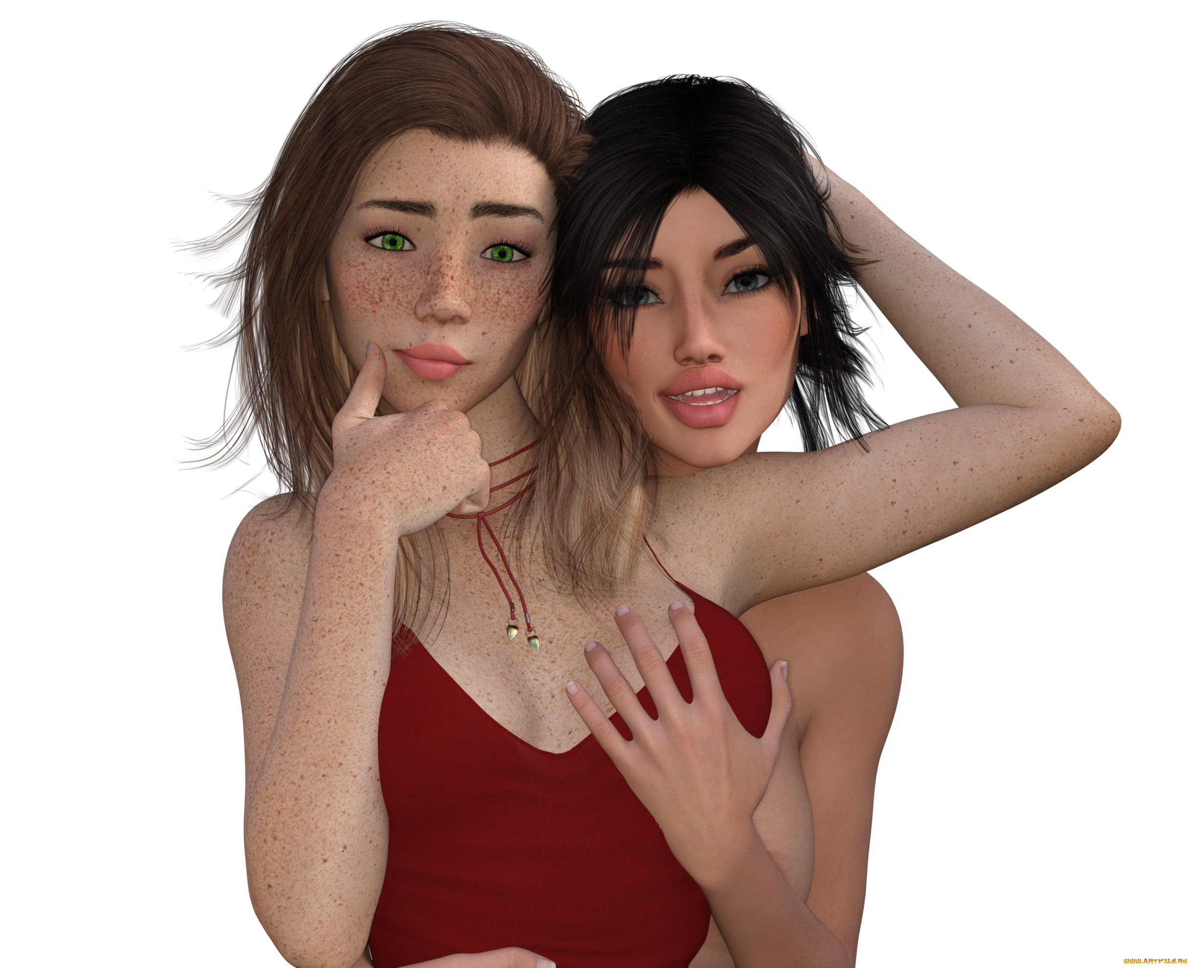 3д, графика, люди, , people, фон, взгляд, девушки