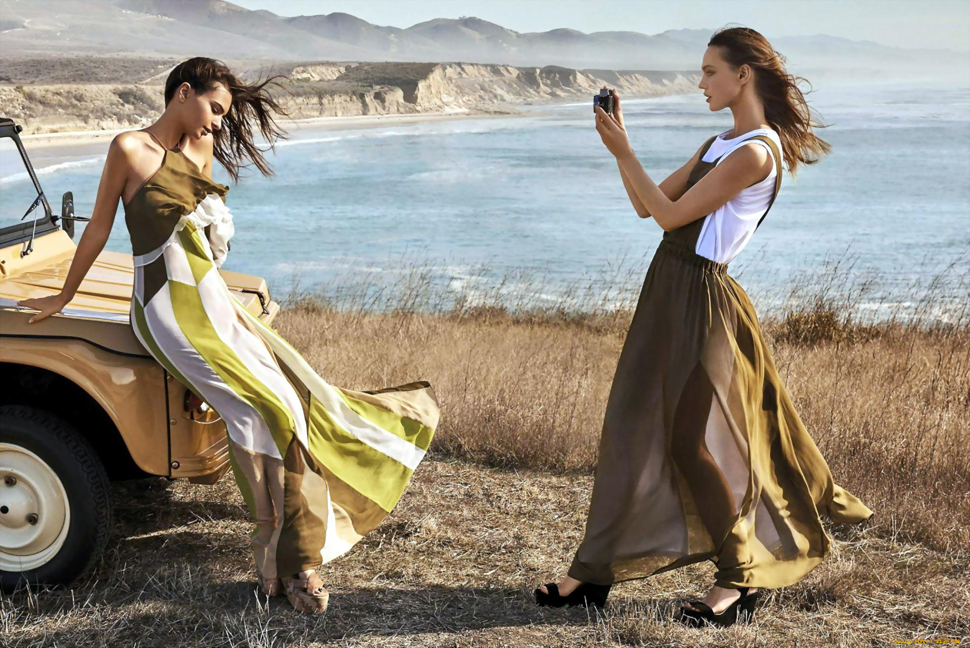 девушки, саша, пивоварова, модели, фотоаппарат, машина, берег, море