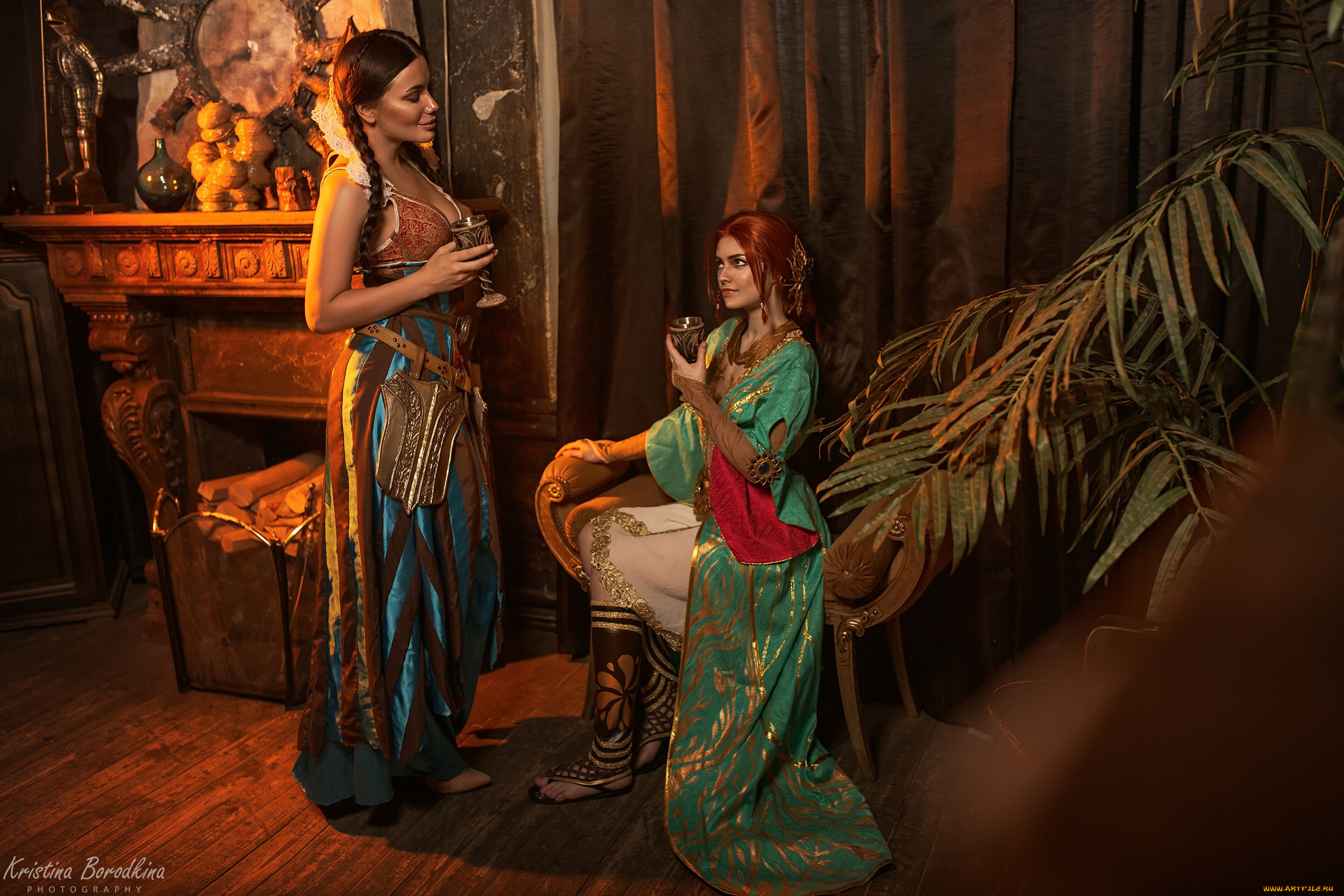девушки, екатерина, семадени, трисс, меригольд, косплей, филиппа, ведьмы, разговор, бокалы