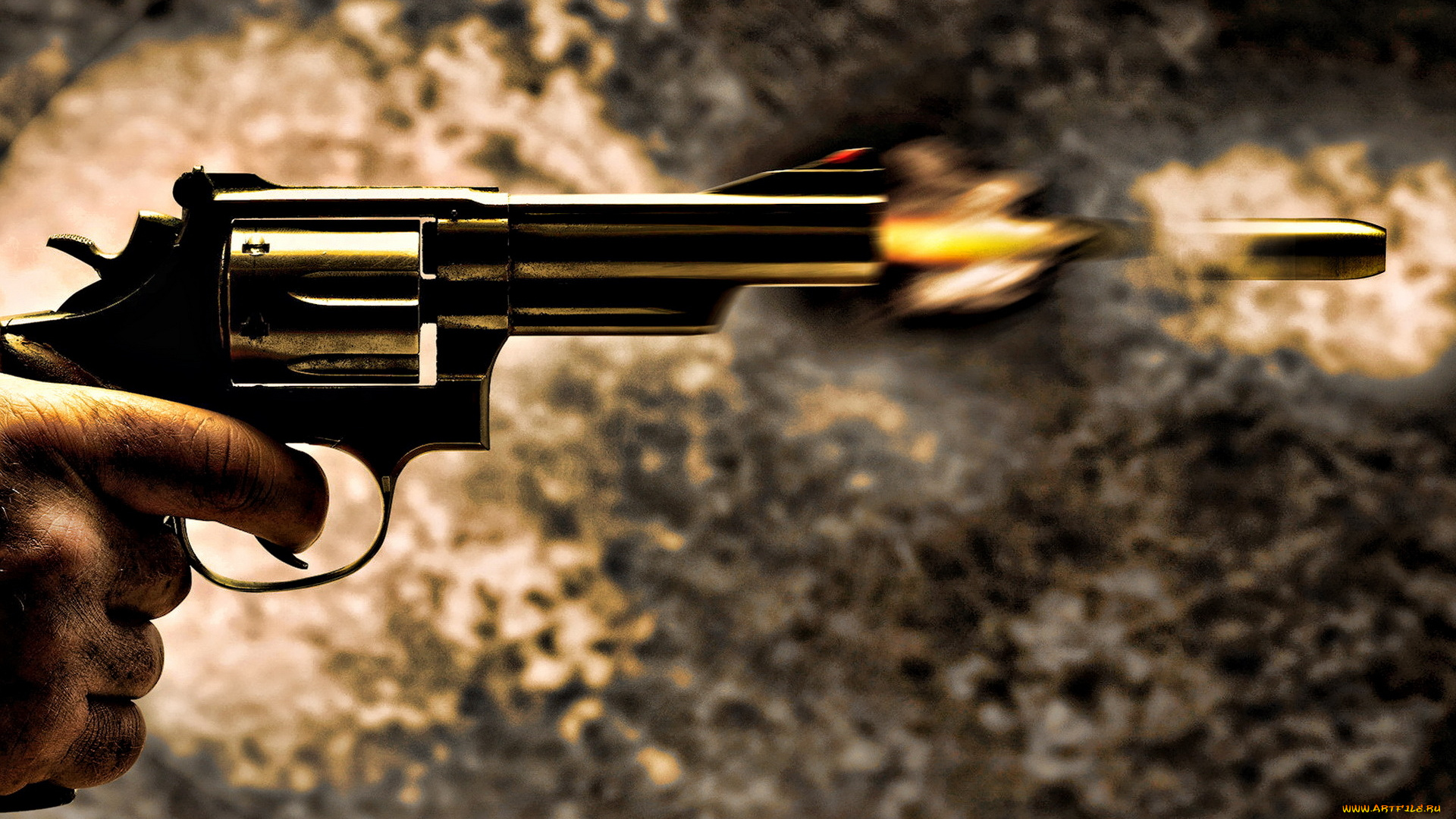 оружие, револьверы, рука, револьвер, пуля, выстрел