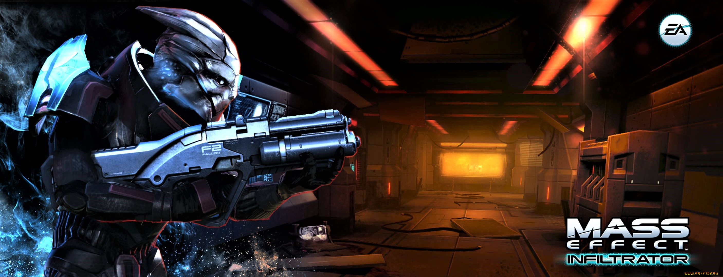 видео, игры, mass, effect, , infiltrator, монстр, оружие, коридор