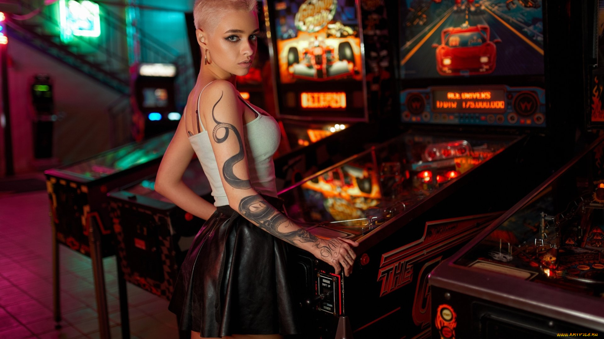 девушки, -, блондинки, , светловолосые, блондинка, тату, юбка, топ