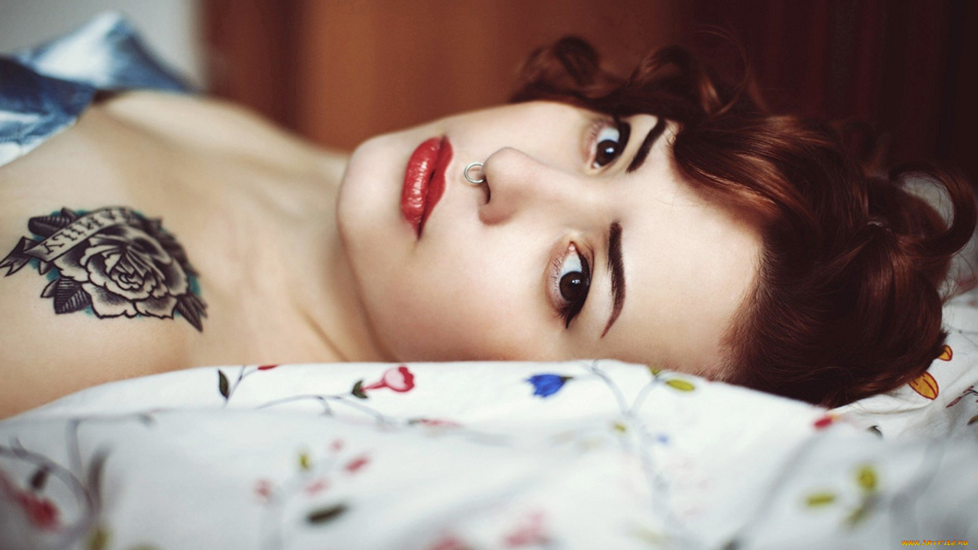 девушки, -, лица, , портреты, пирсинг, тату