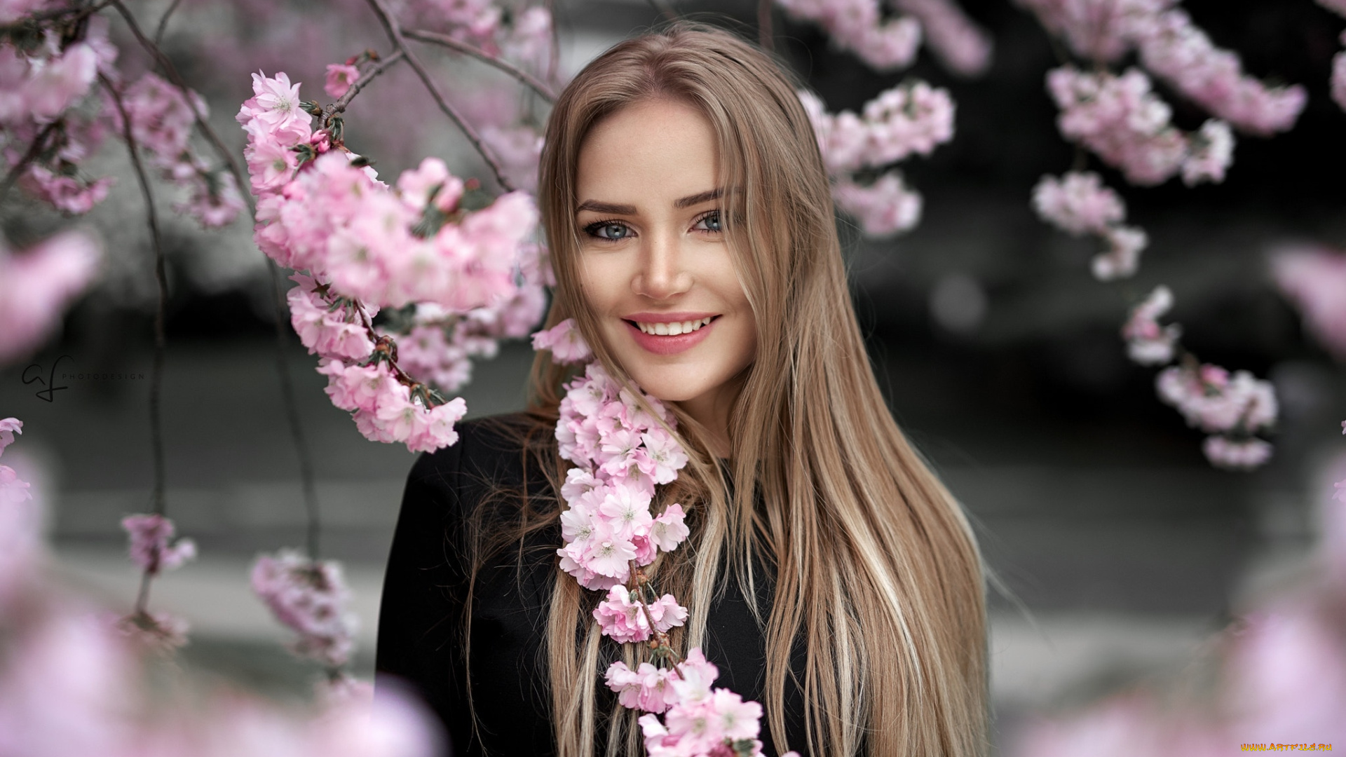 девушки, -, лица, , портреты, весна, цветущее, дерево, ветка, улыбка, ?????, ???????, мария, пучнина