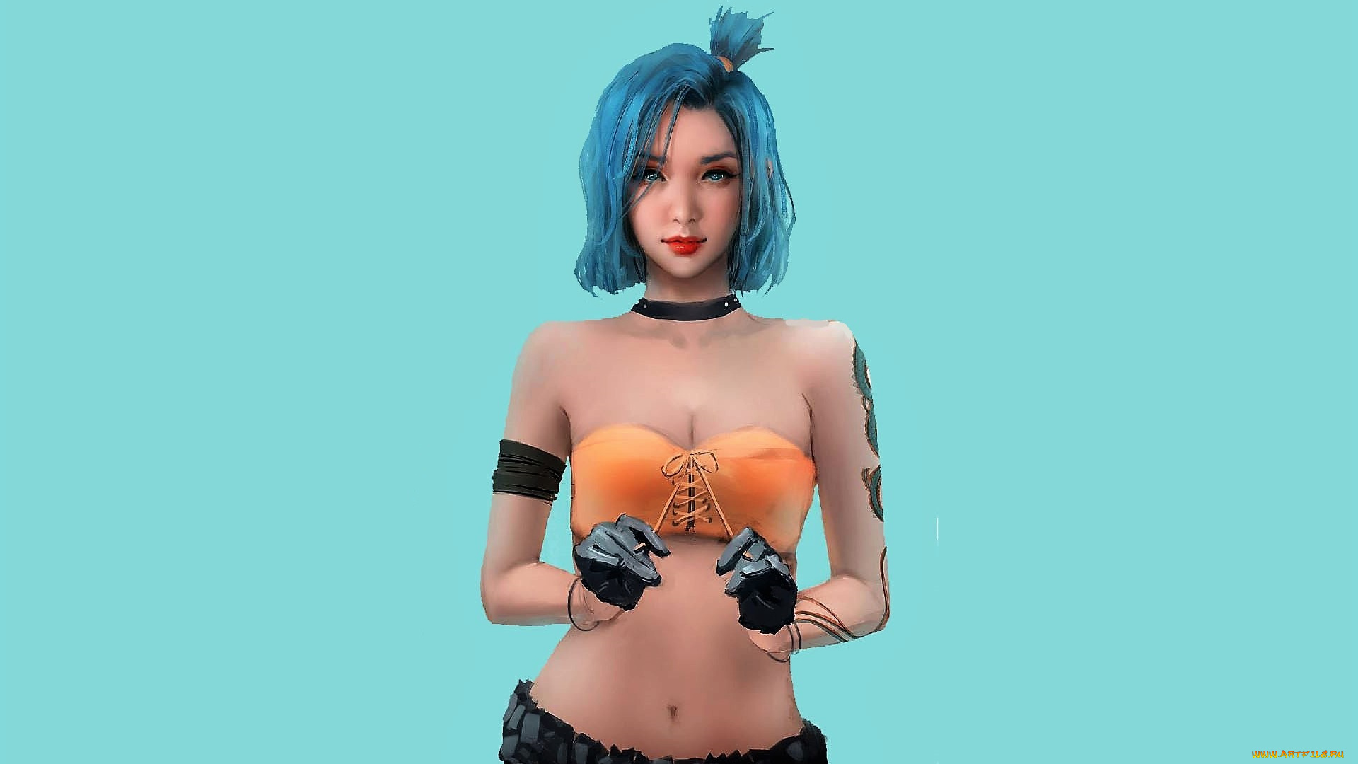 рисованное, люди, девушка, топ, тату