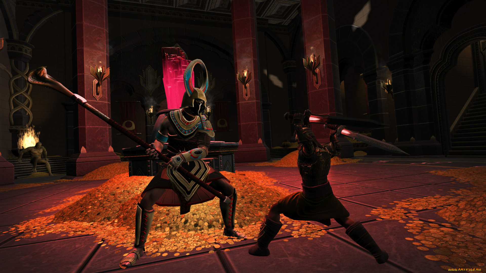 видео, игры, age, of, conan, , unchained, бой, золото, зал