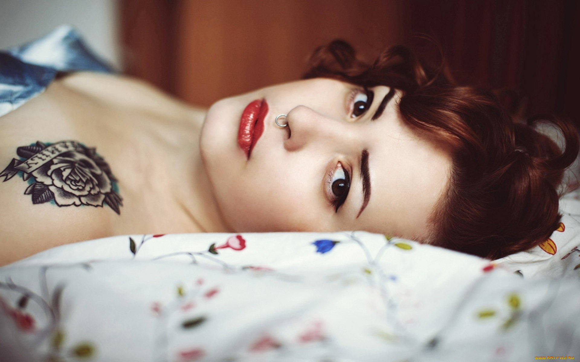 девушки, -, лица, , портреты, пирсинг, тату