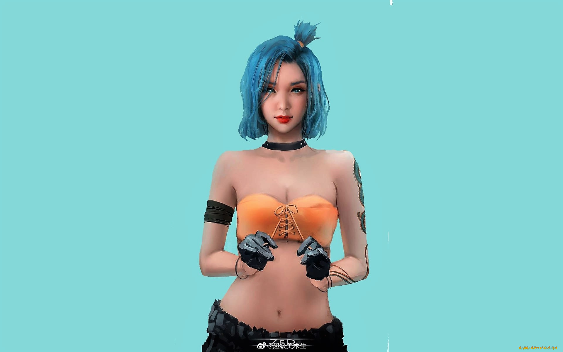 рисованное, люди, девушка, топ, тату