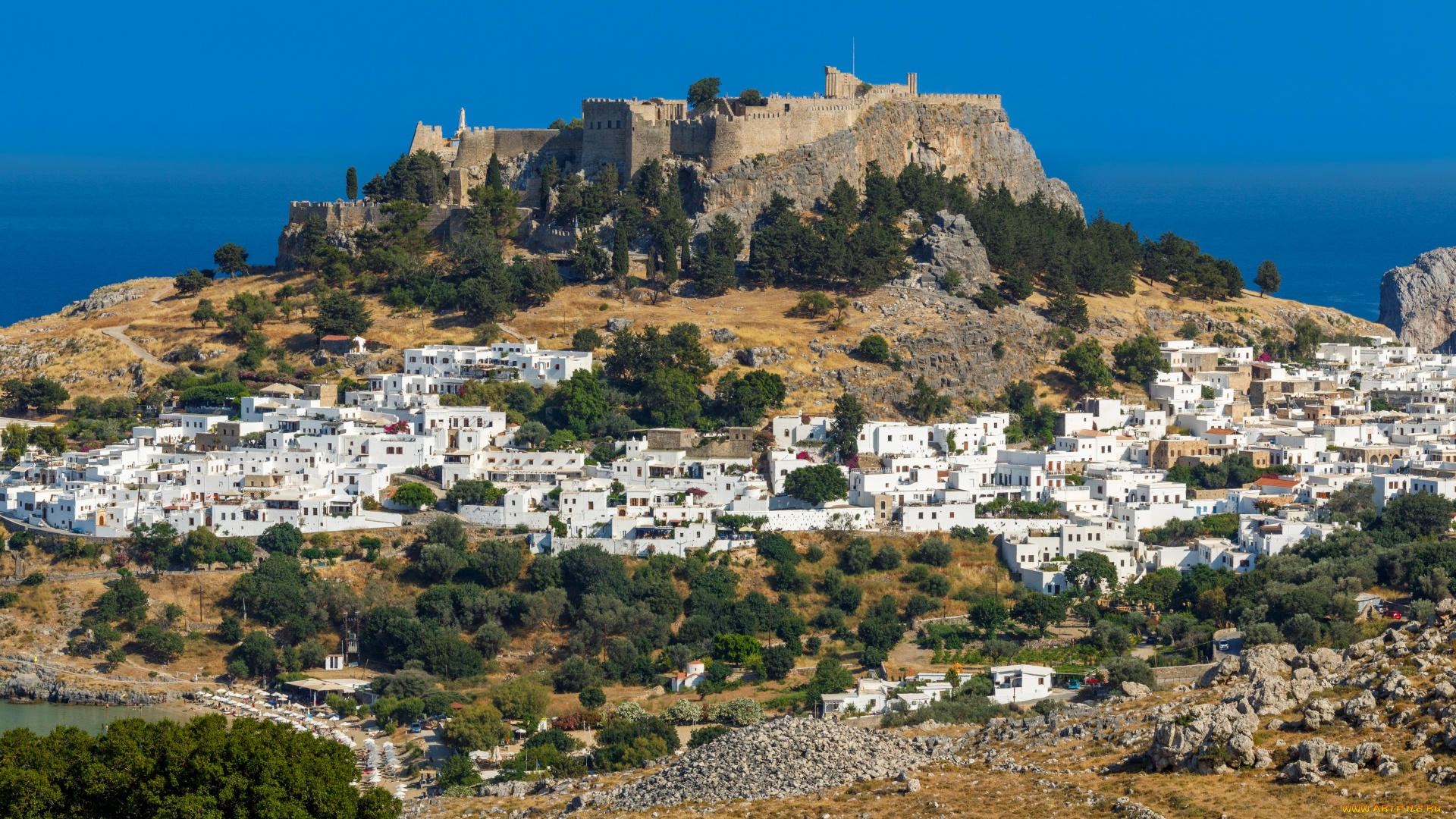 lindos, rhodes, greece, города, -, дворцы, , замки, , крепости