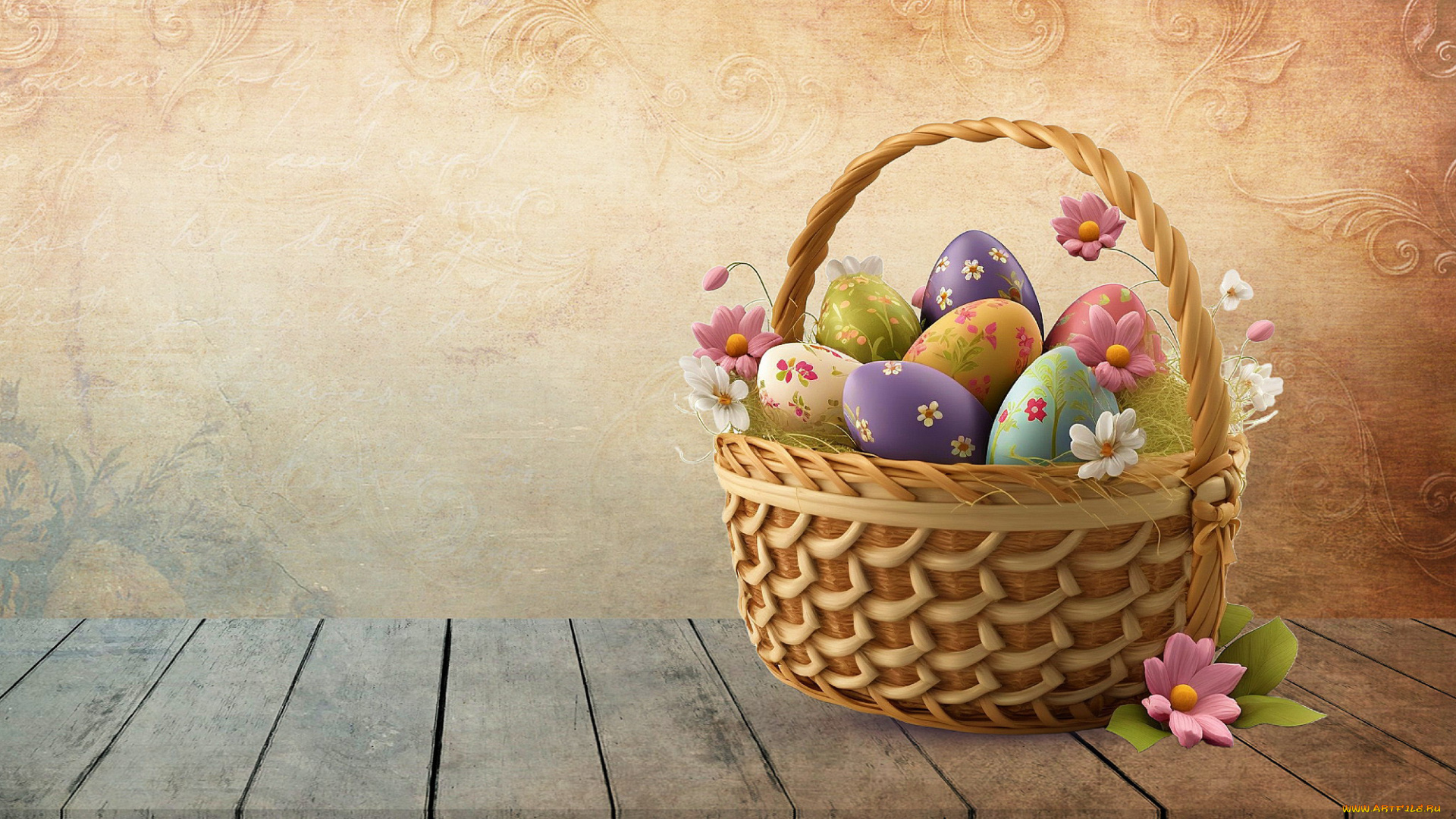праздничные, пасха, корзинка, писанки