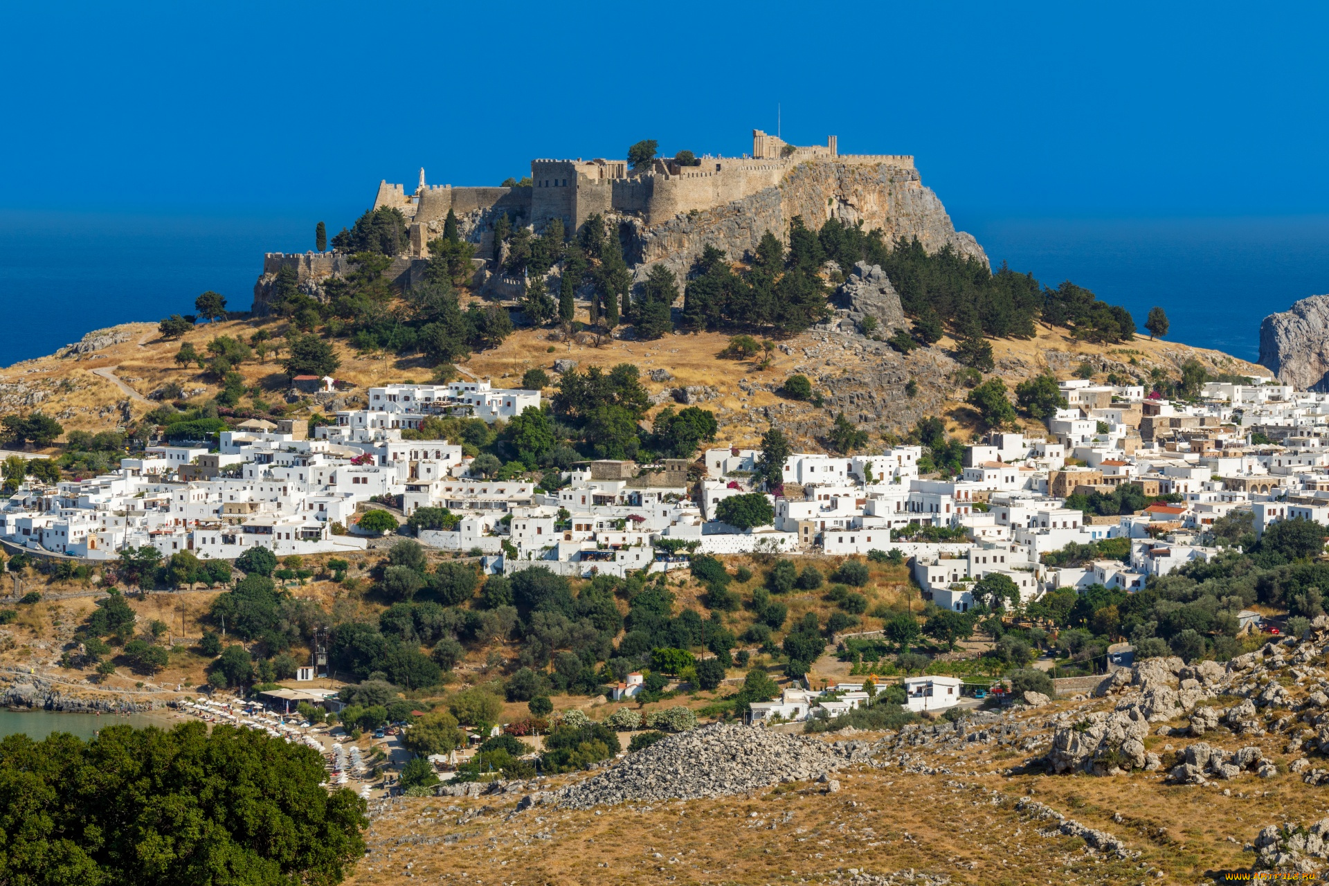 lindos, rhodes, greece, города, -, дворцы, , замки, , крепости