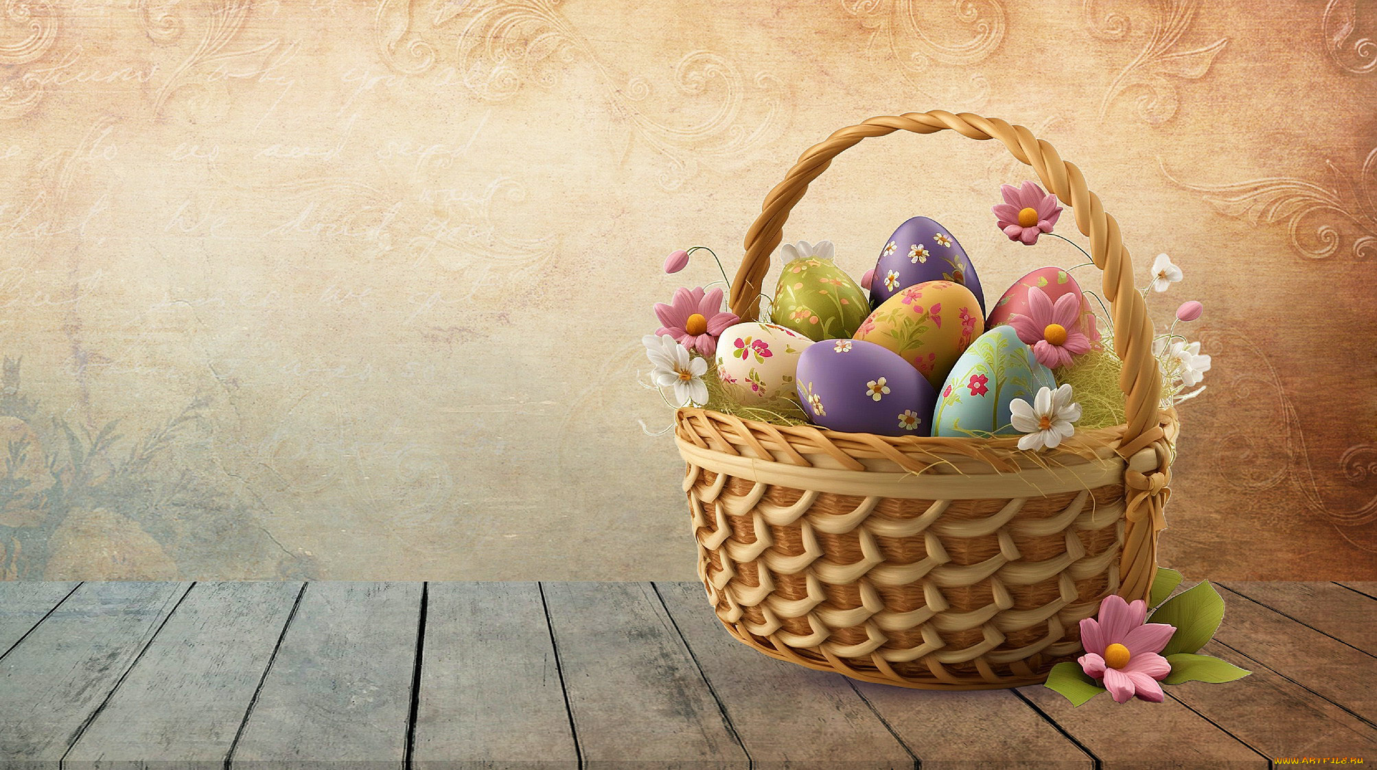 праздничные, пасха, корзинка, писанки