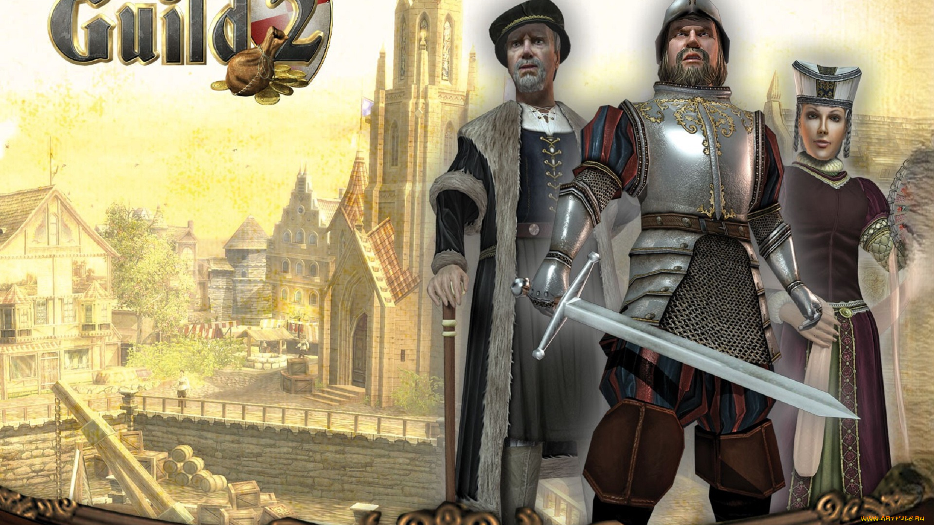 видео, игры, the, guild, 2, персонажи, город