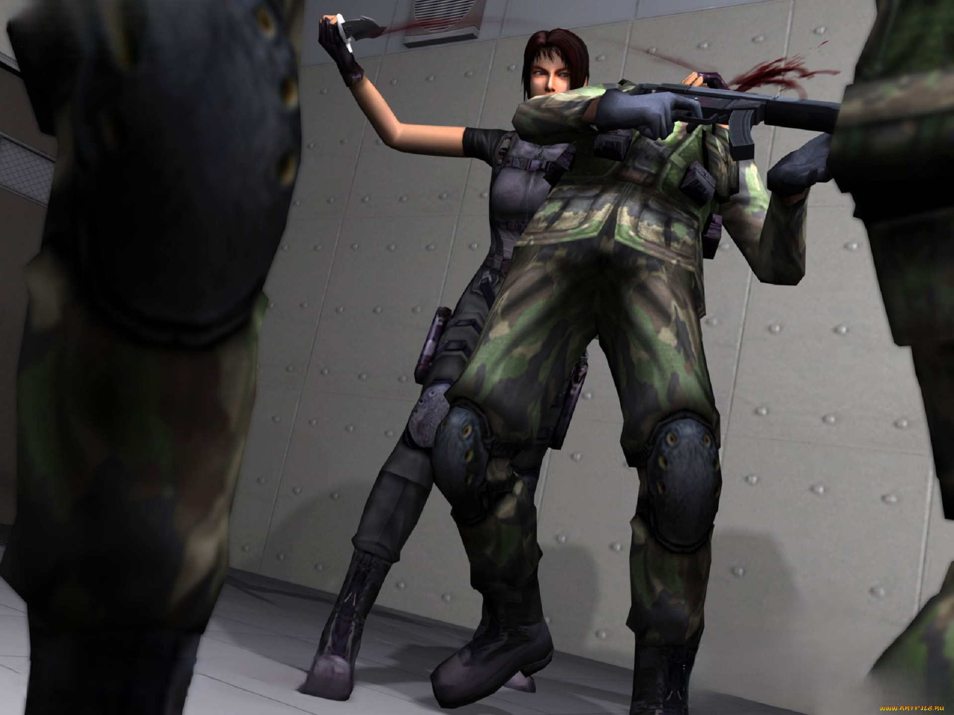 видео, игры, breakdown, девушка, форма, нож, солдаты, оружие