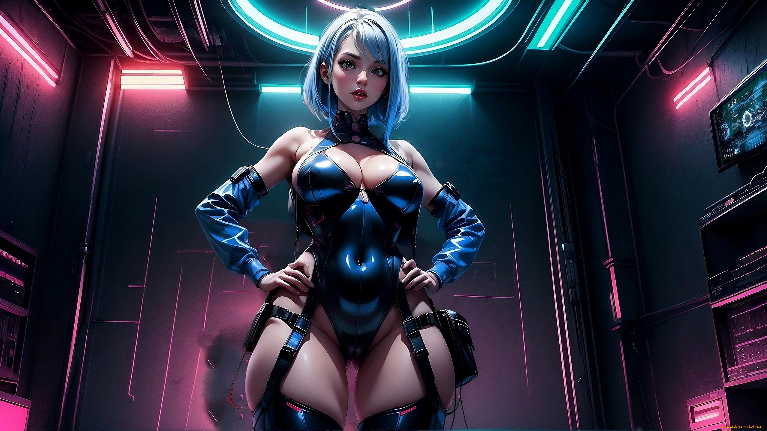 фэнтези, девушки, девушка, наряд, неон, техника