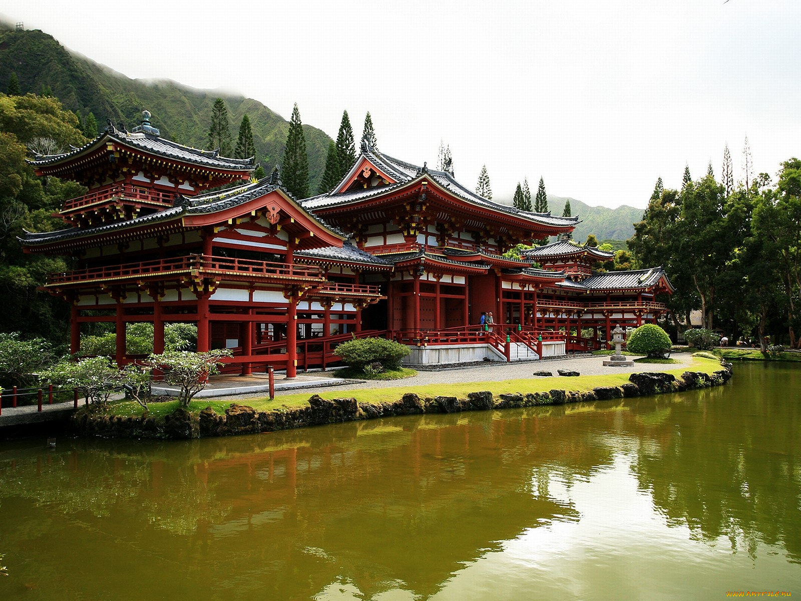 гавайи, города, буддистские, другие, храмы, пагода, вода