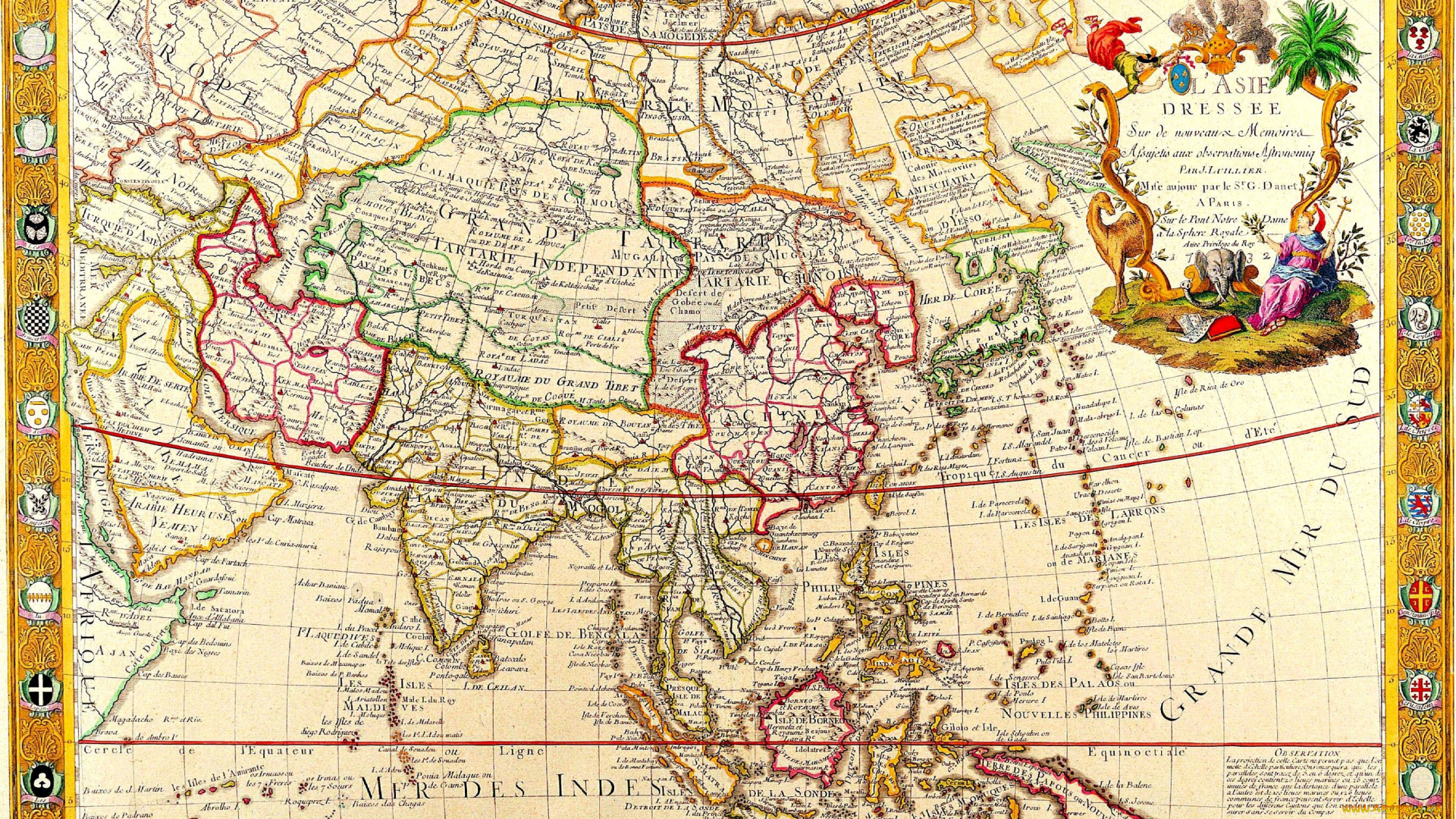 старинная, карта, мира, разное, глобусы, карты, евразия, страны