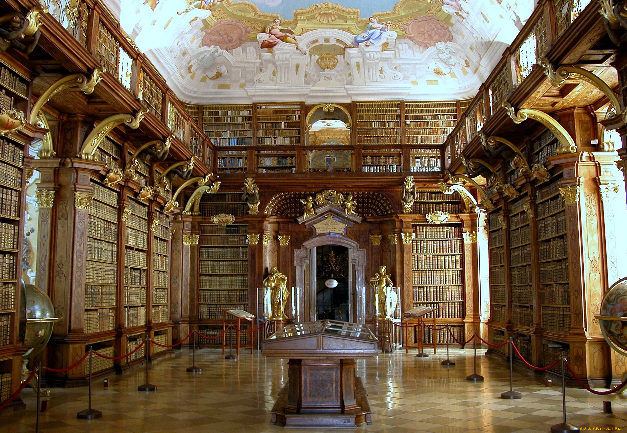 интерьер, кабинет, библиотека, офис, роспись, книги, стеллажи