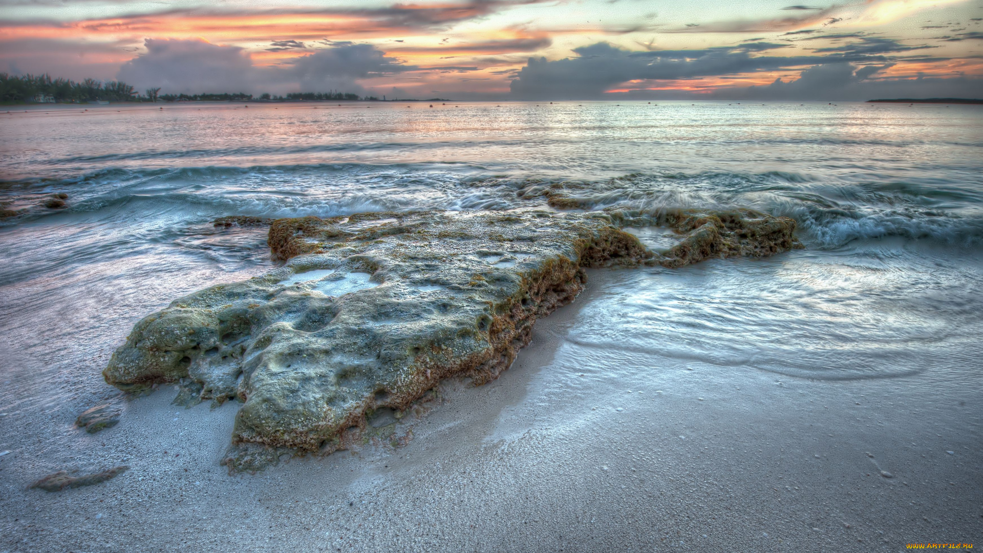 природа, моря, океаны, камни, море, багамы, закат