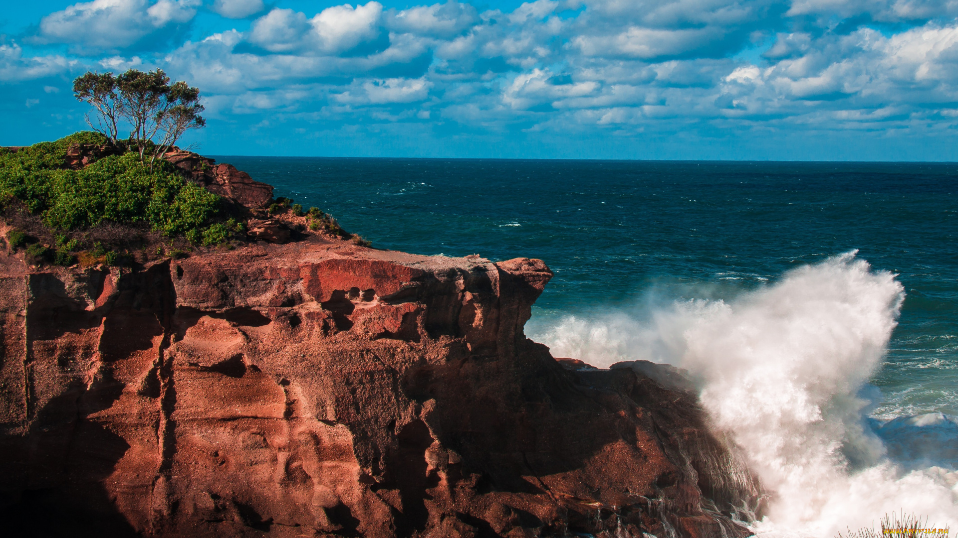 природа, побережье, море, скала