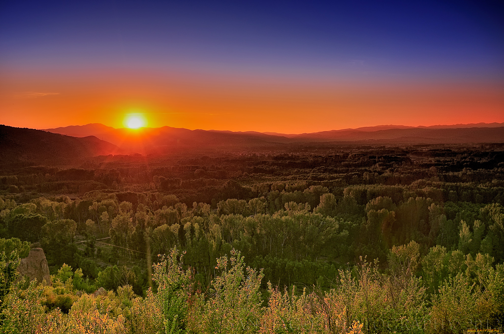 природа, восходы, закаты, закат, пейзаж, деревья