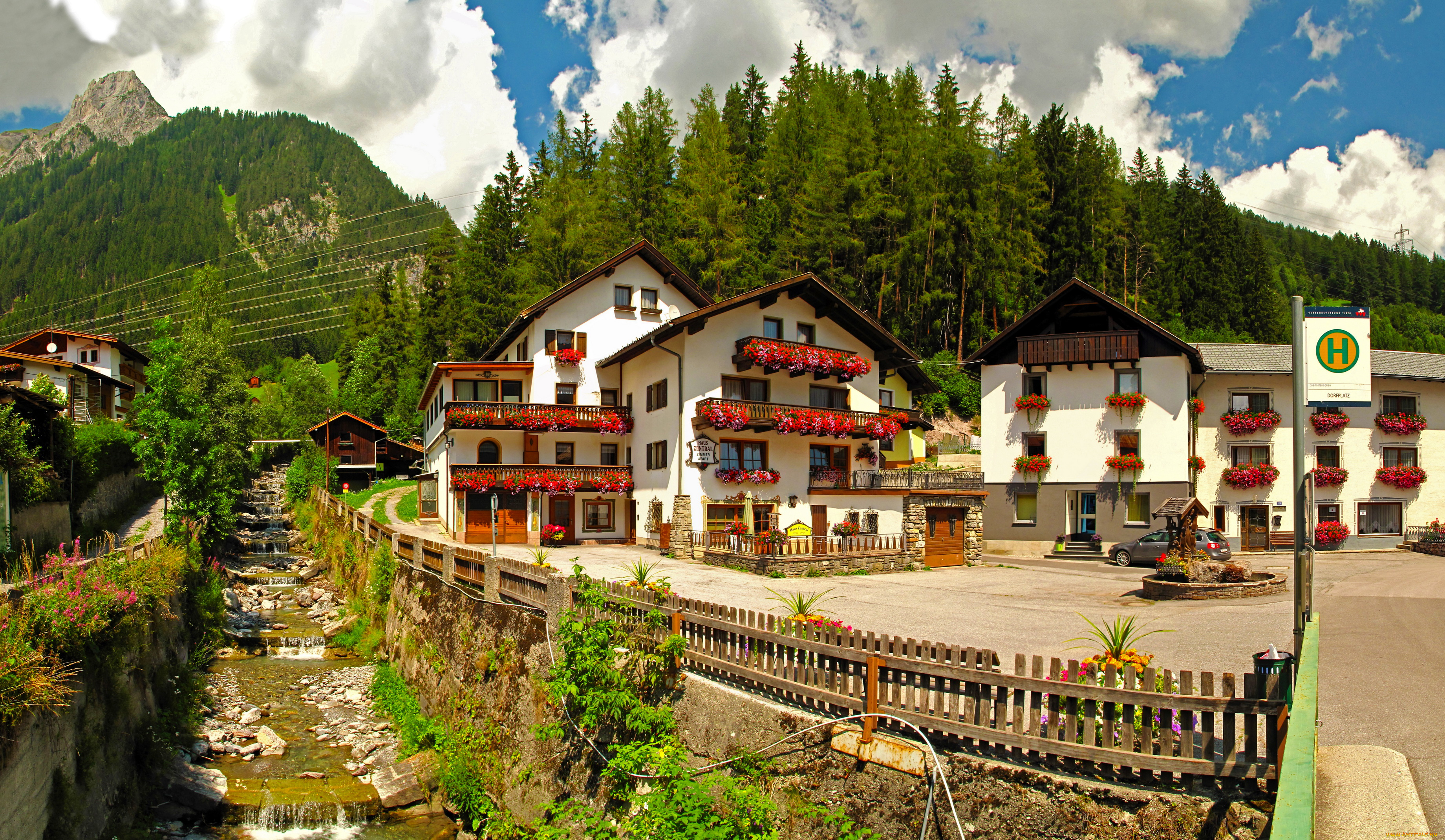 австрия, тироль, флирш, города, улицы, площади, набережные