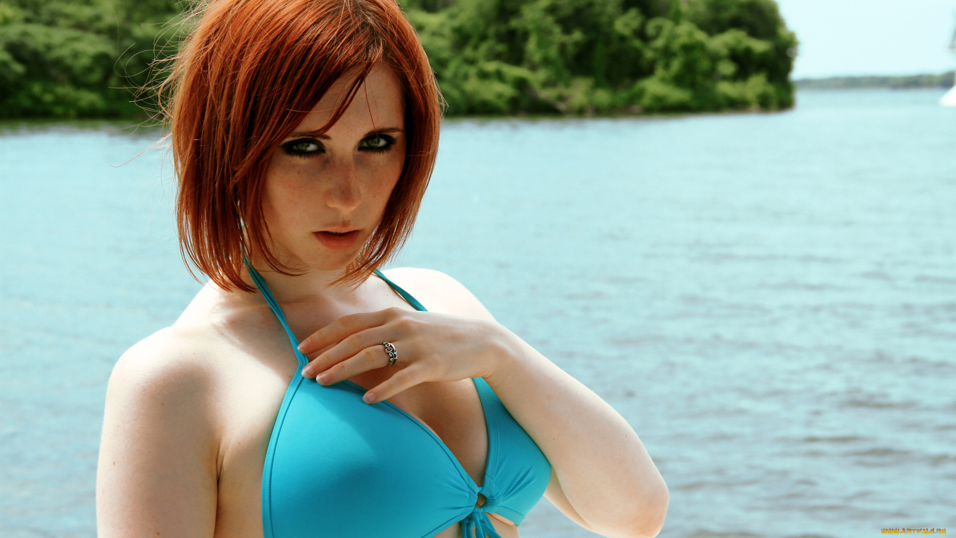 Stephanie, van, Rijn, девушки, , , , рыжая, взгляд, купальник