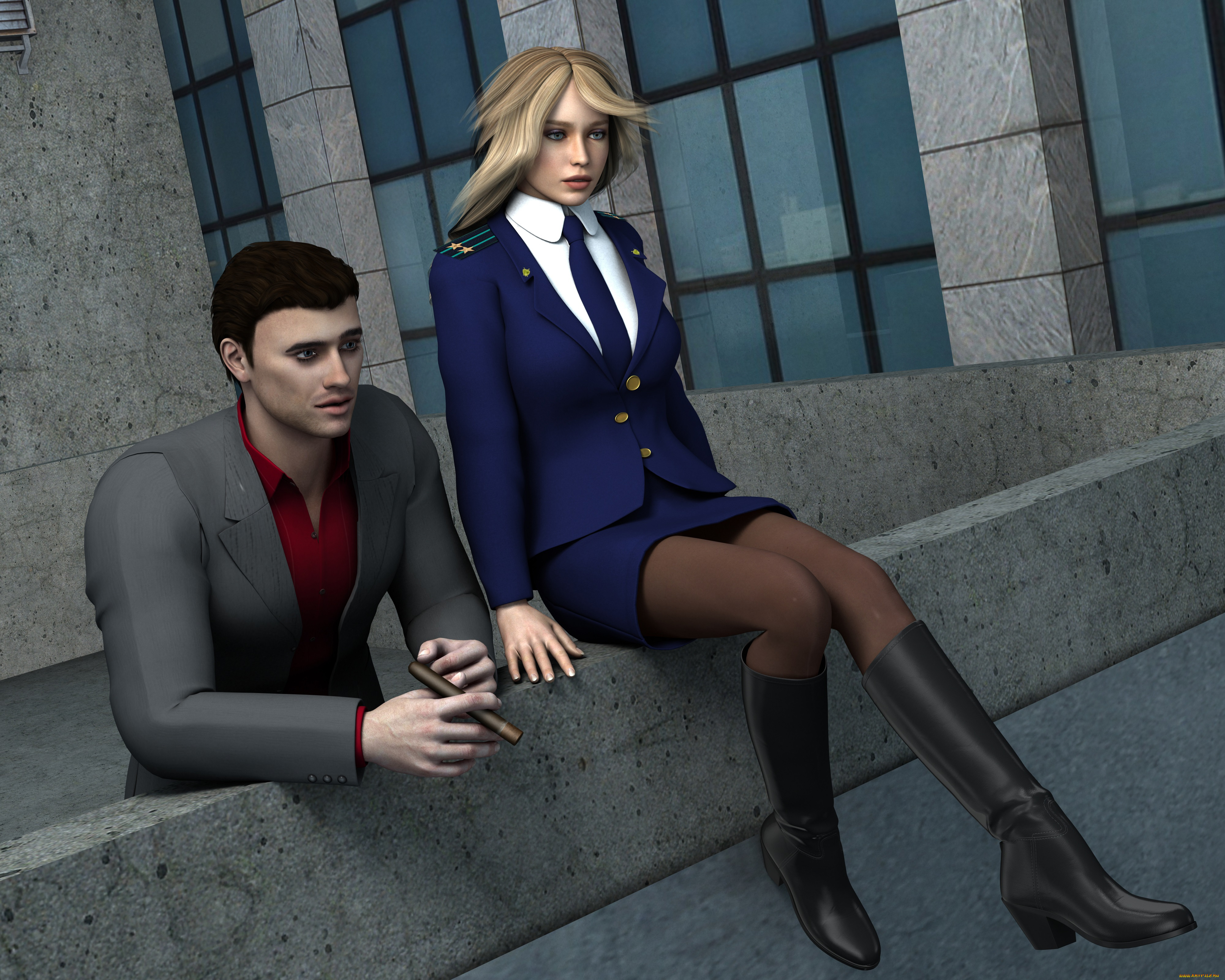 she-wolf, 3д, графика, фантазия, , fantasy, девушка, мужчина