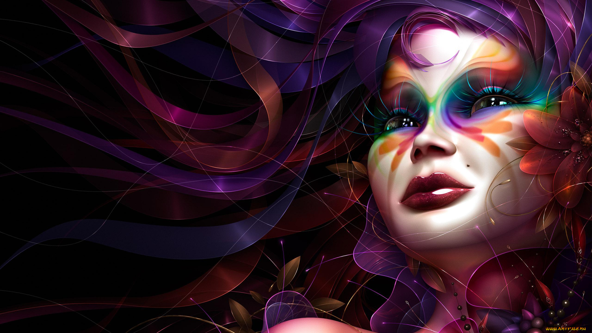 фэнтези, девушки, родинка, цветок, настроение, 3d, neville, dsouza, девушка