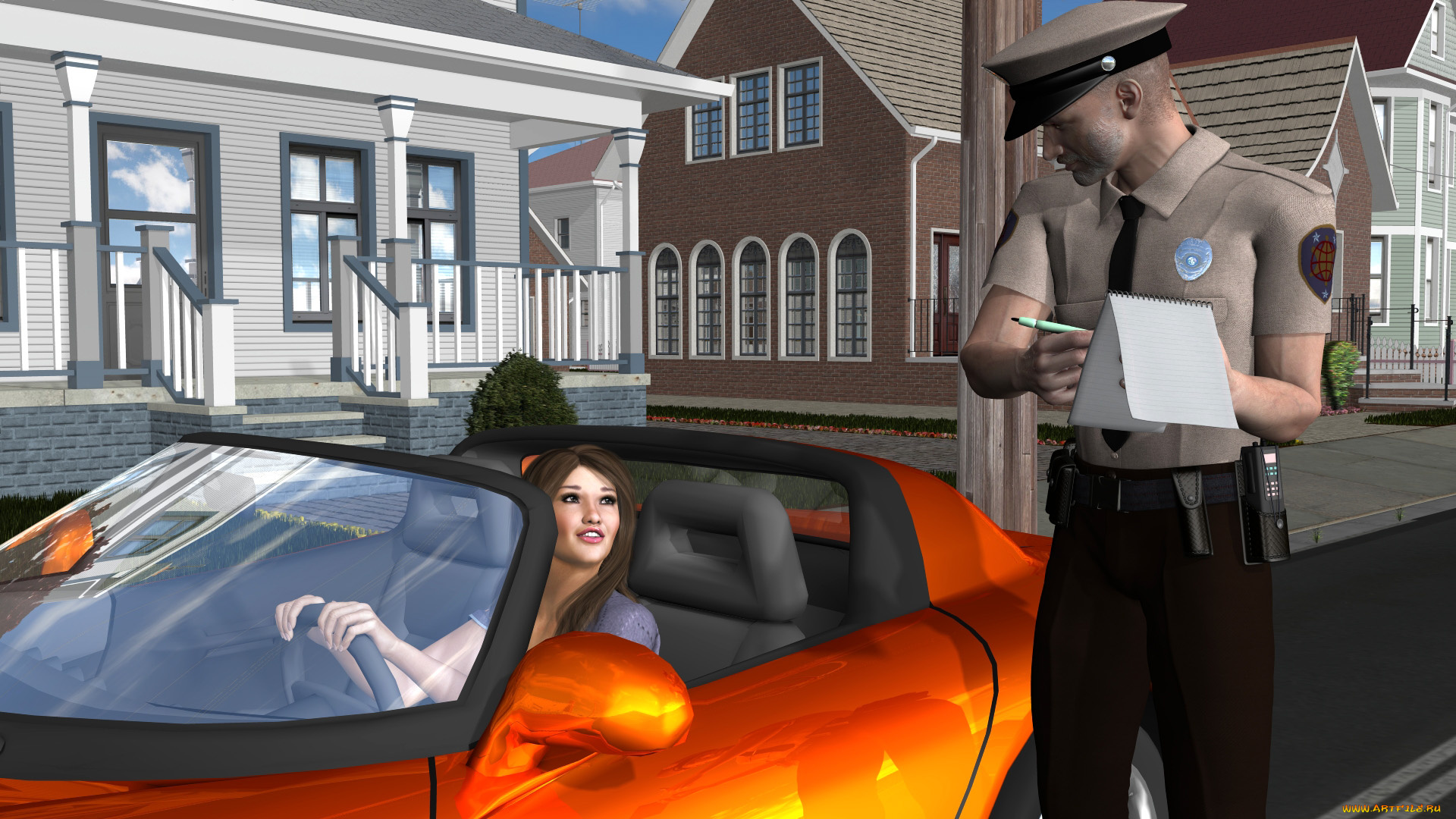 3д, графика, люди-авто, мото, , people-, car, , , moto, девушка, взгляд, фон