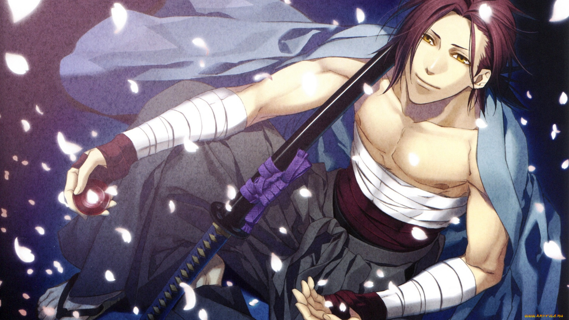 аниме, hakuoki, самурай, парень