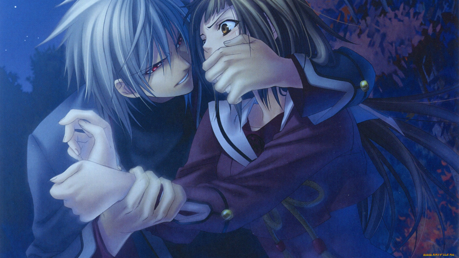 аниме, hiiro, no, kakera, двое, ночь