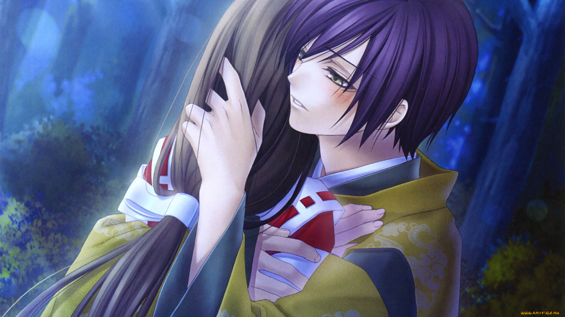 аниме, hiiro, no, kakera, двое, объятия