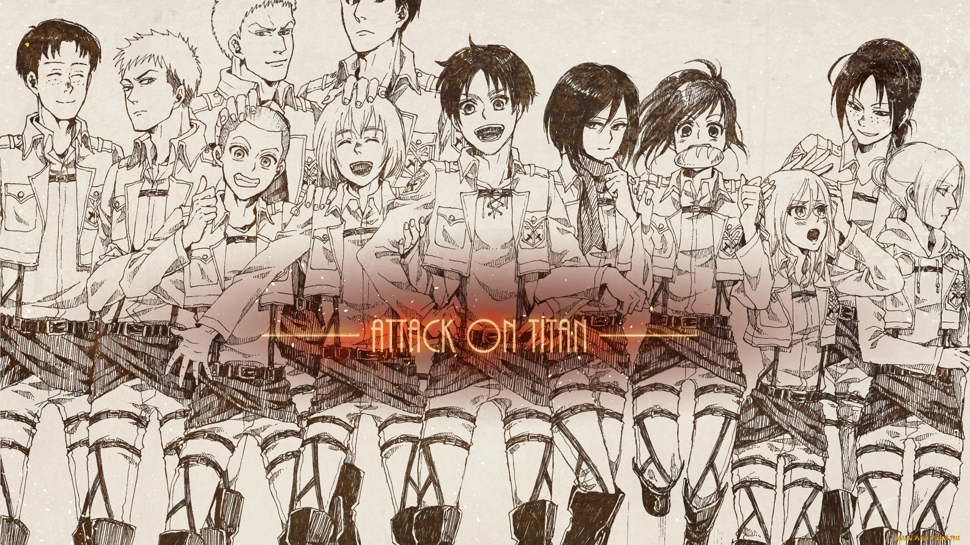 аниме, shingeki, no, kyojin, персонажи