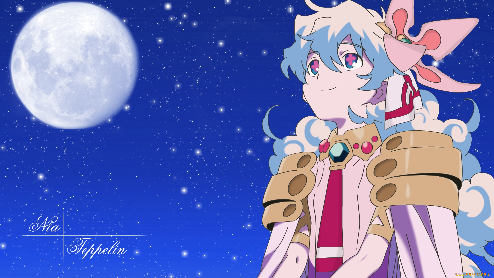 аниме, tengen, toppa, gurren-lagann, фон, взгляд, девушка