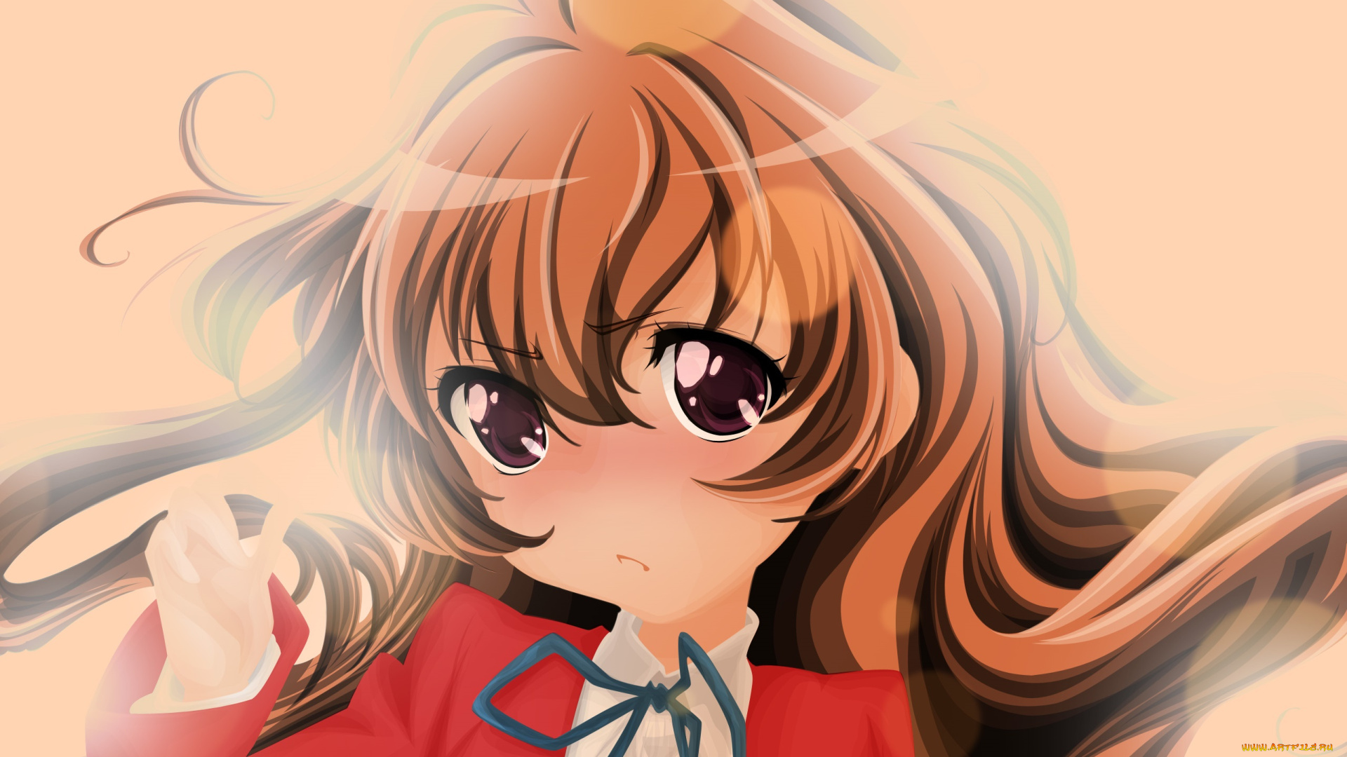 аниме, toradora, девушка, взгляд, фон