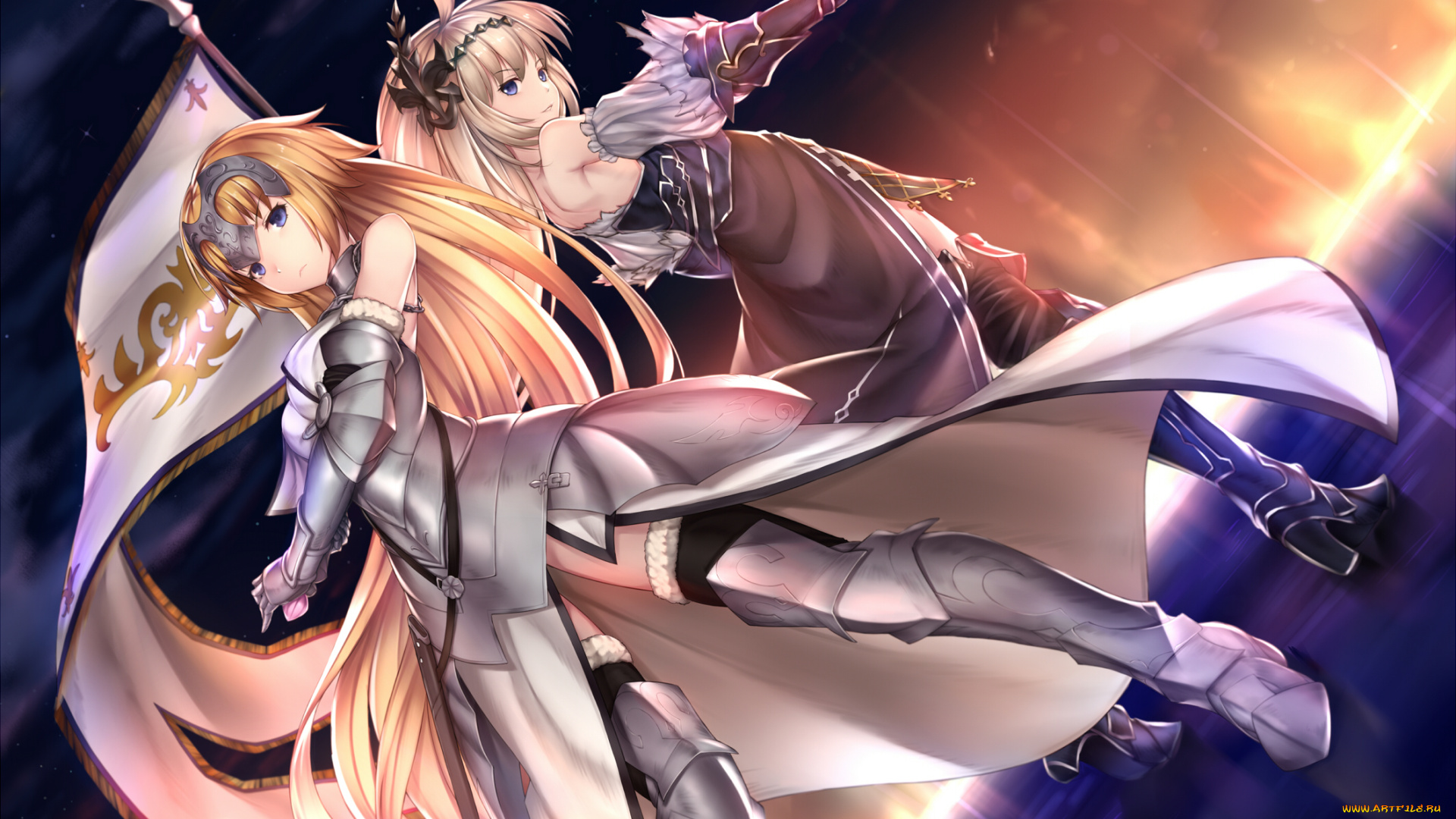 fate, grandorder, аниме, stay, night, девушки, взгляд, фон