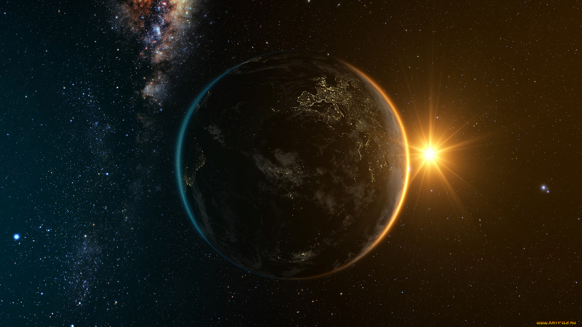 космос, арт, планета, вселенная, галактика