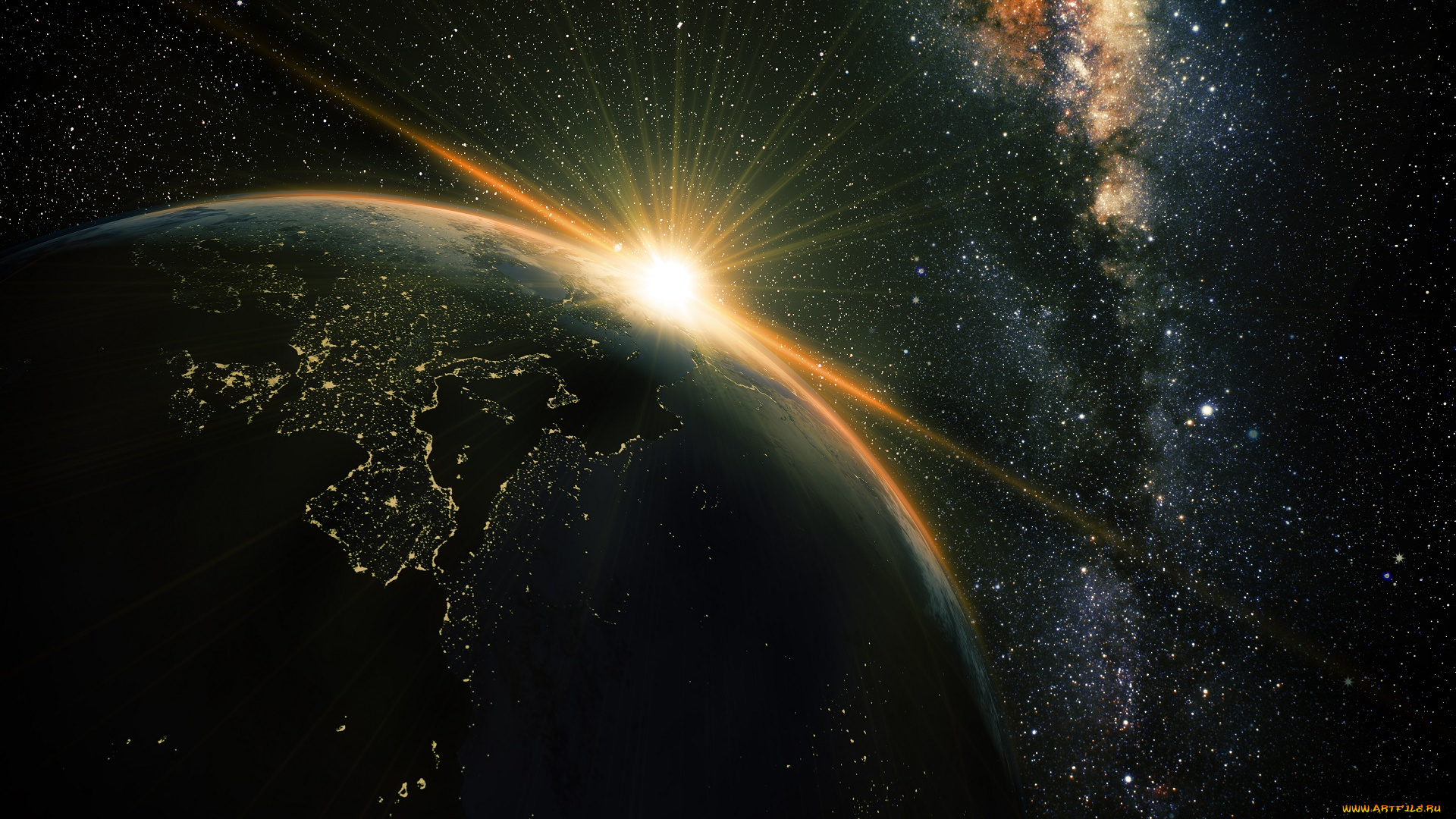 космос, арт, звезды, вселенная, планета