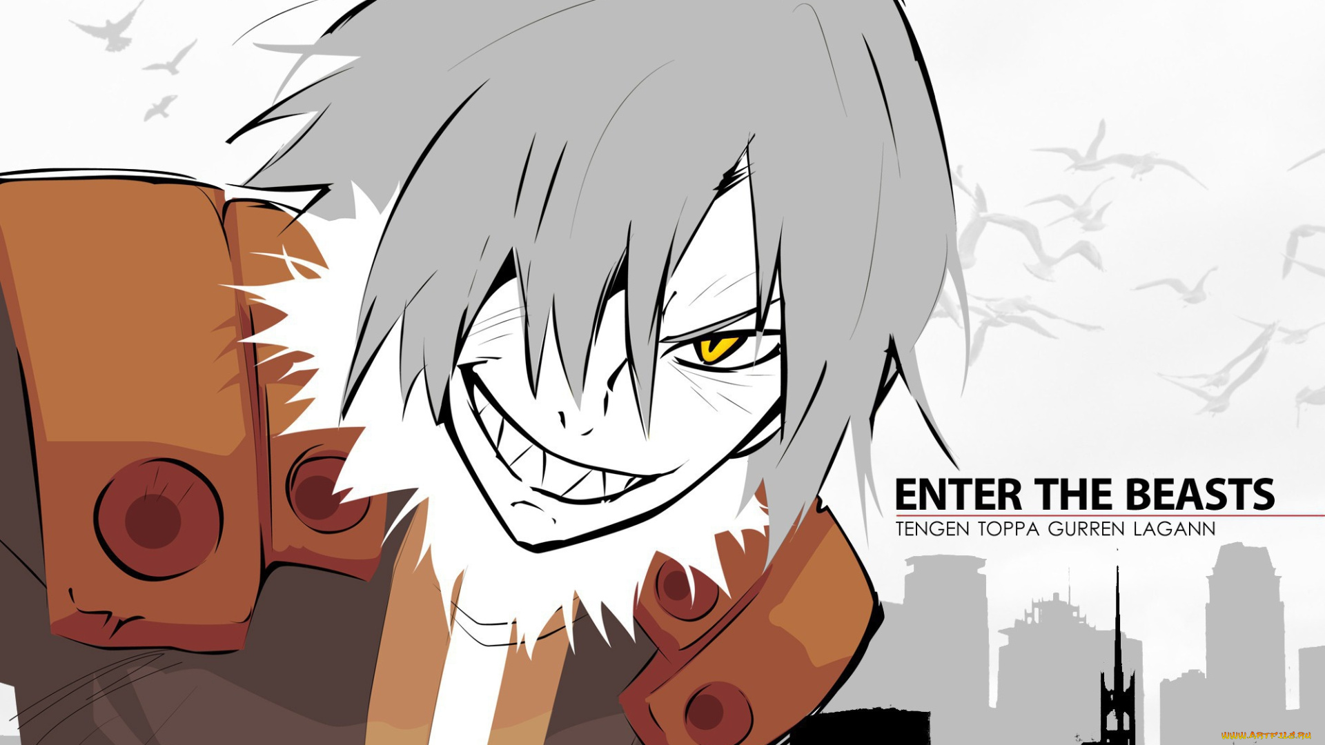 tengen, toppa, gurren-lagann, аниме, фон, взгляд, парень