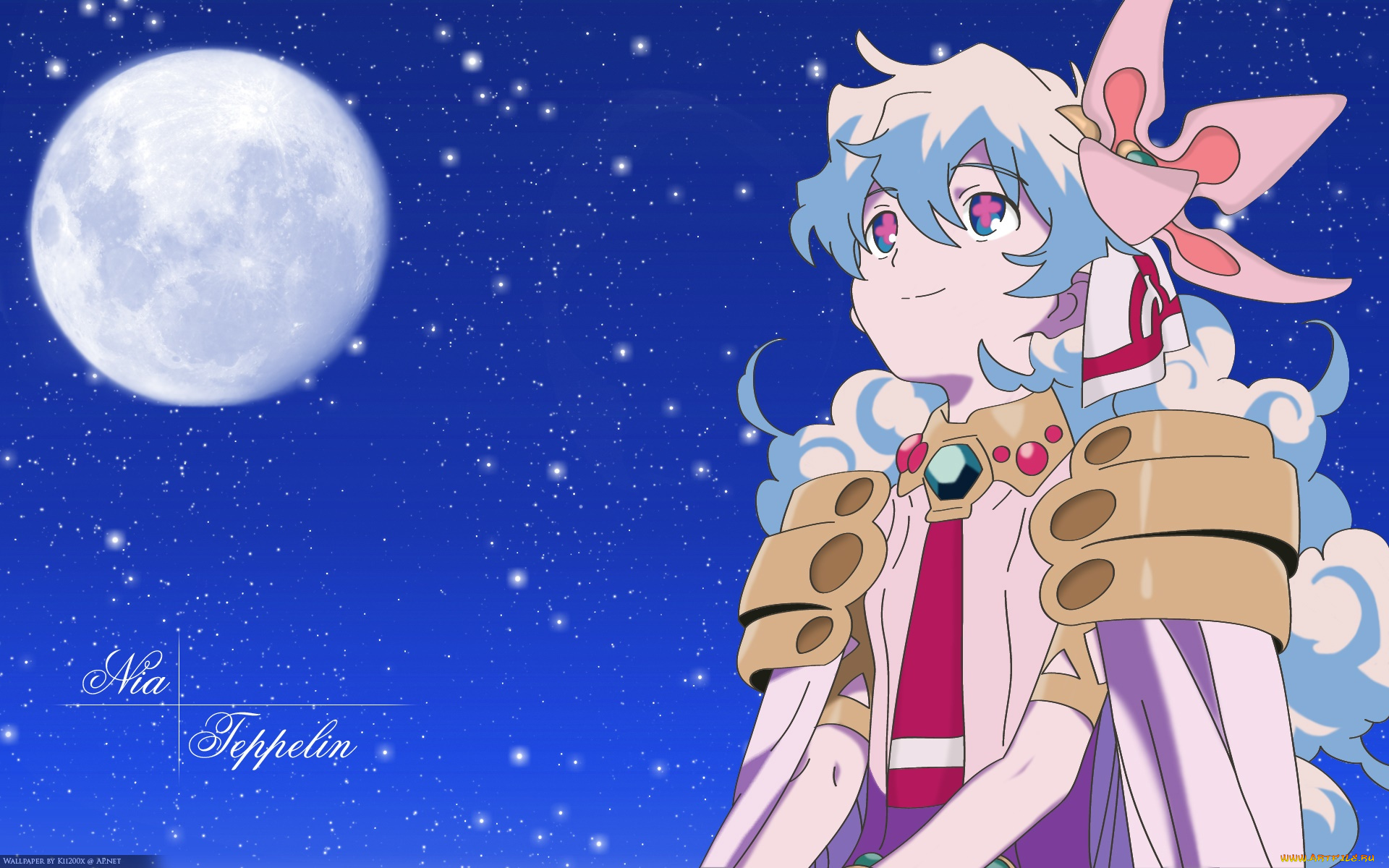 аниме, tengen, toppa, gurren-lagann, фон, взгляд, девушка