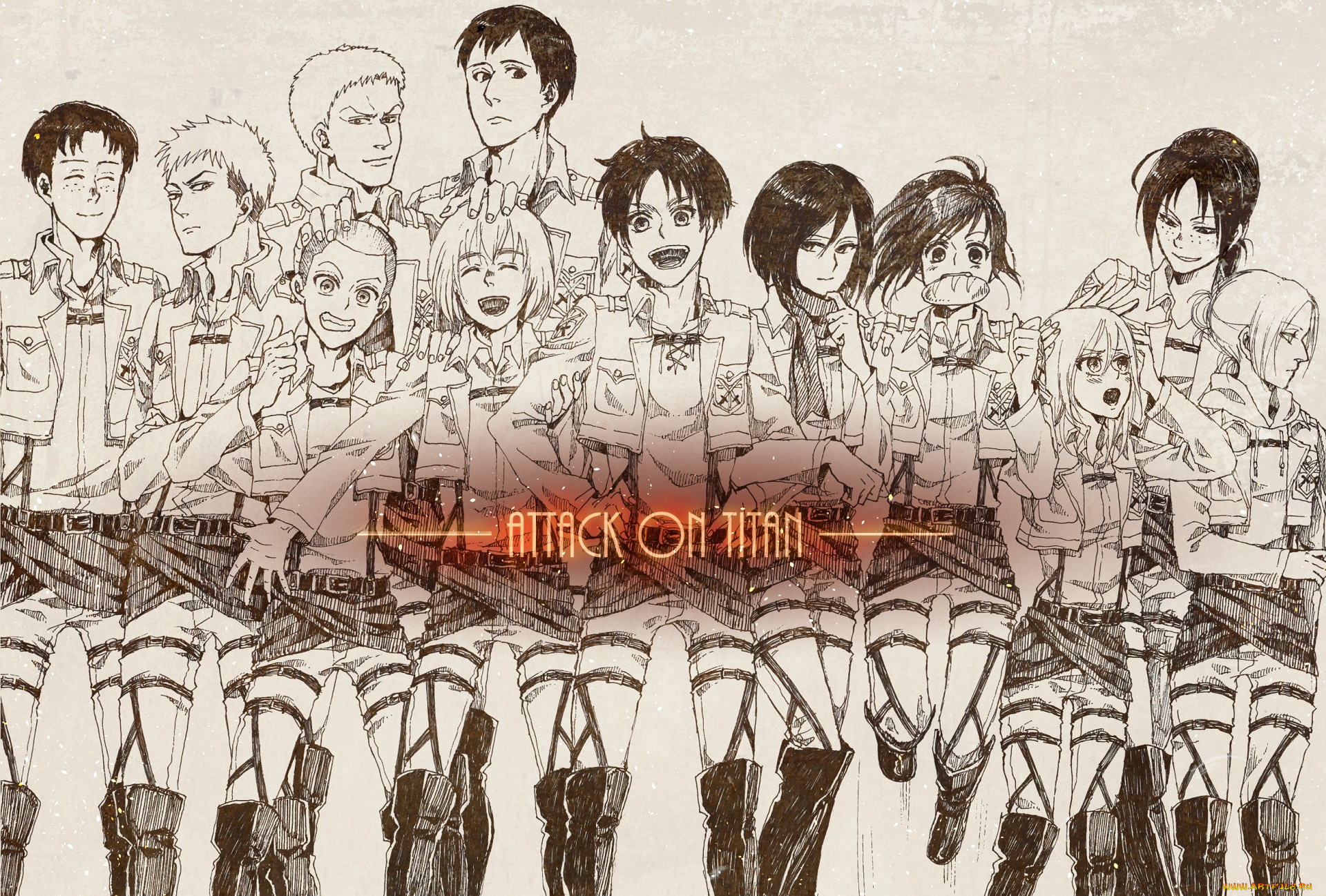 аниме, shingeki, no, kyojin, персонажи