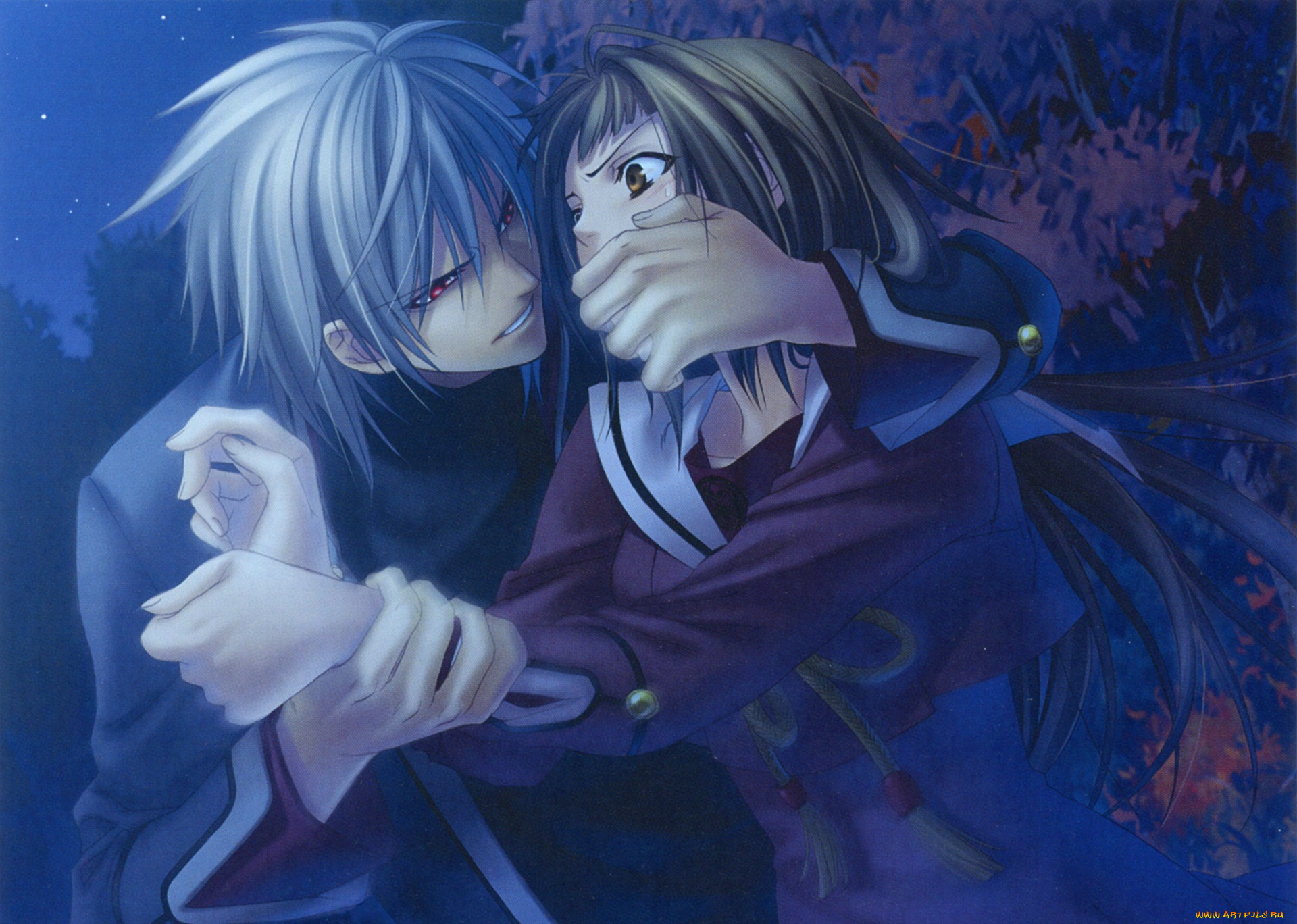 аниме, hiiro, no, kakera, двое, ночь