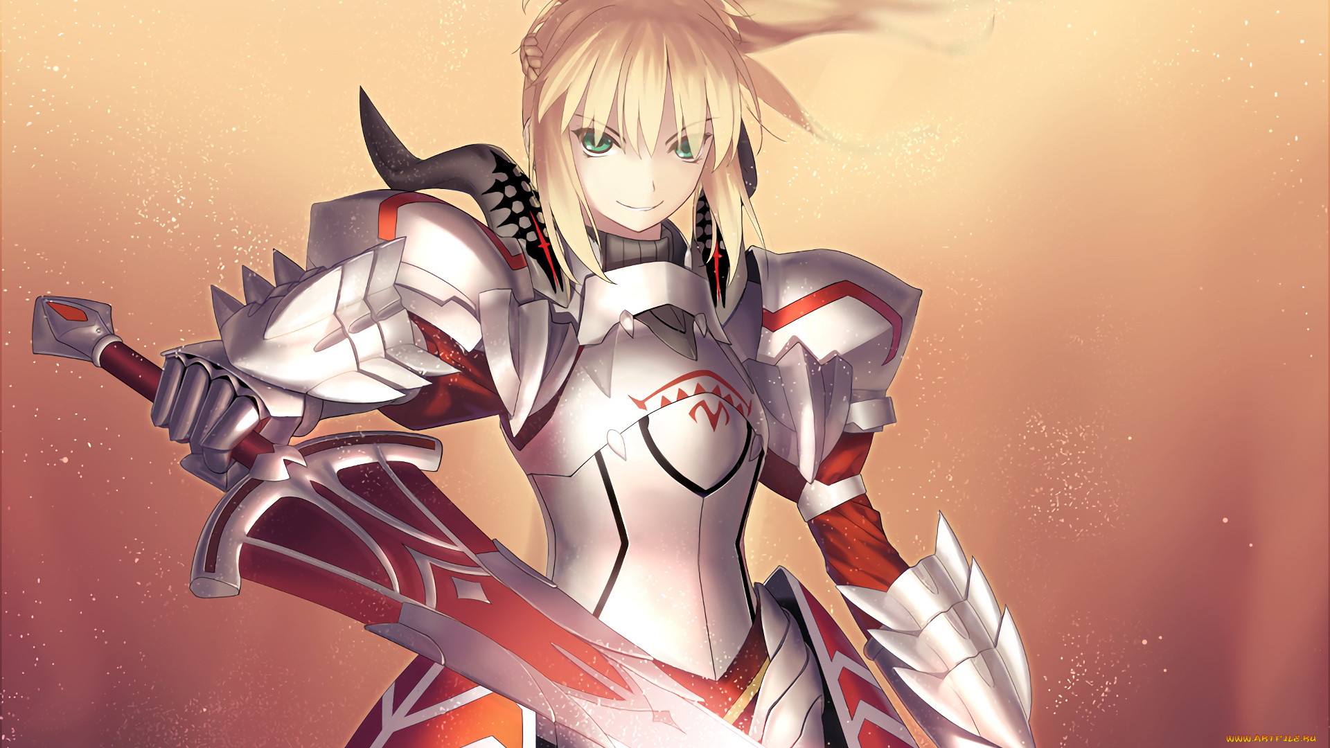 аниме, fate, stay, night, девушка, взгляд, фон