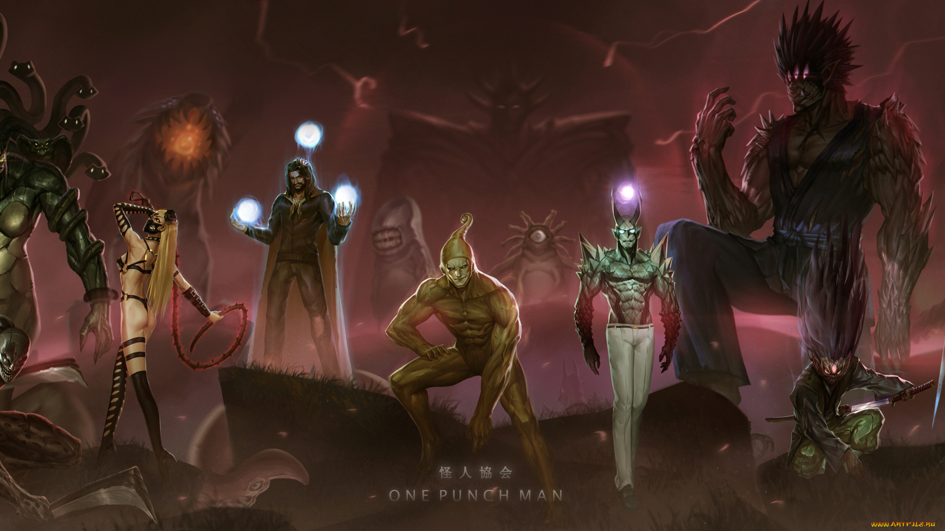 аниме, one, punch, man, монстры, ??????