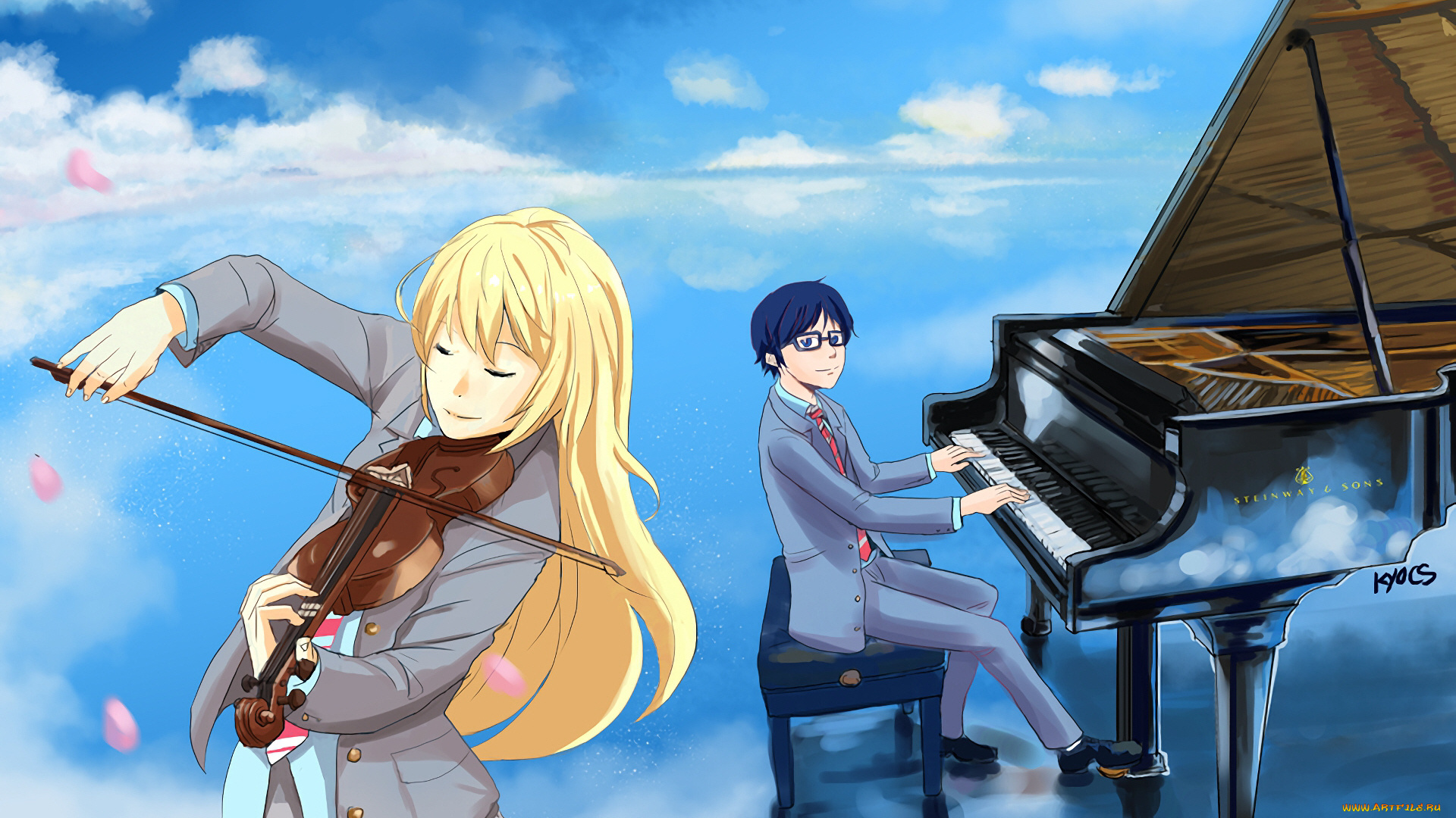 аниме, shigatsu, wa, kimi, no, uso, твоя, апрельская, ложь