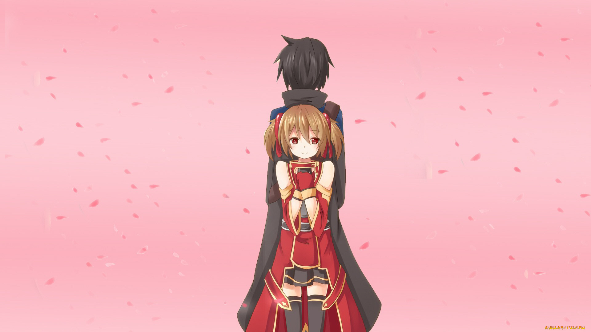 аниме, sword, art, online, двое