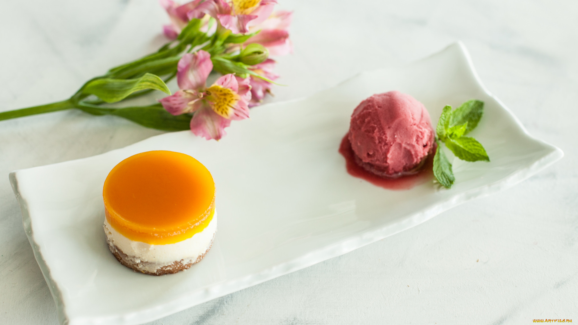 еда, мороженое, , десерты, цветы, сладость, десерт