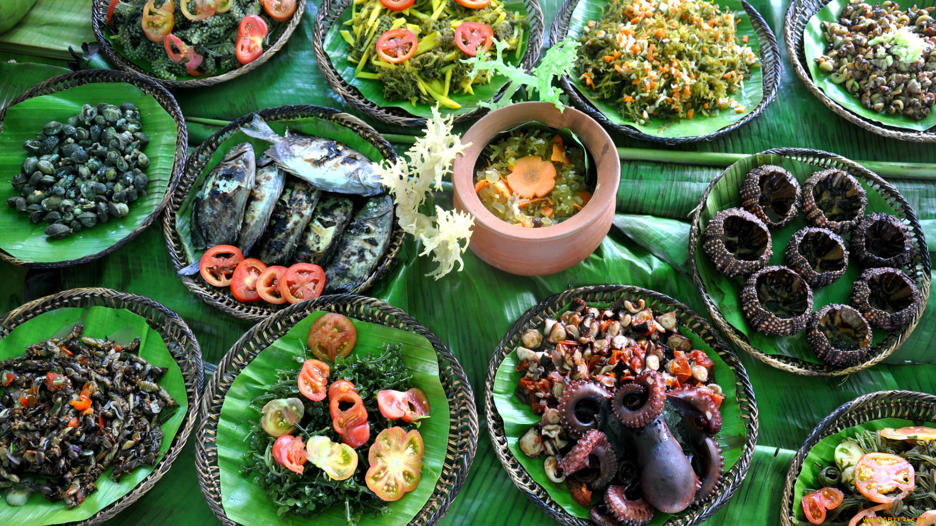 еда, рыбные, блюда, , с, морепродуктами, деликатесы